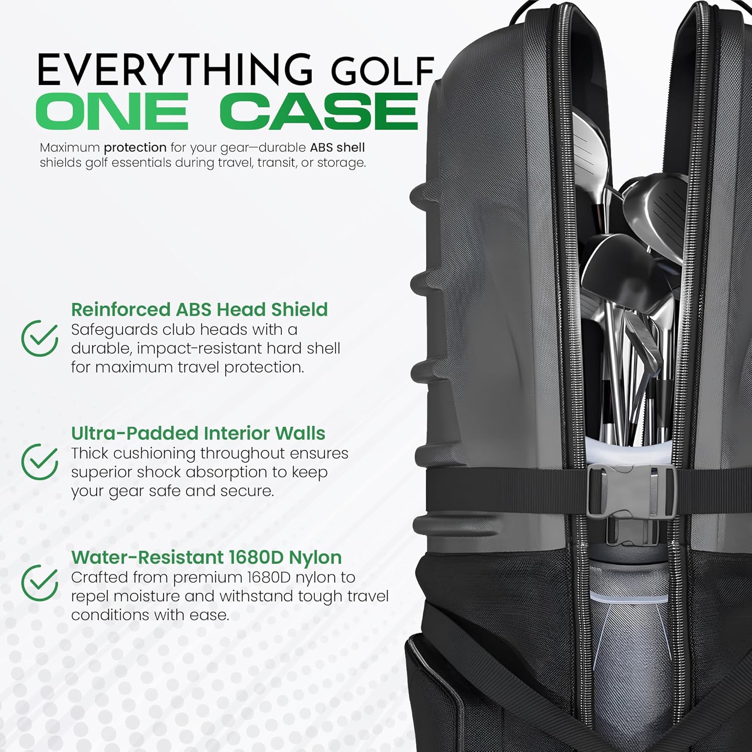 Golf Travel Bags for Airlines with Wheels & Hard Shell Top, Lightweight 1680D Club Travel Case, Foldable Golf Bag for Men with Handles, Side Pockets & Durable Protection - Image 4