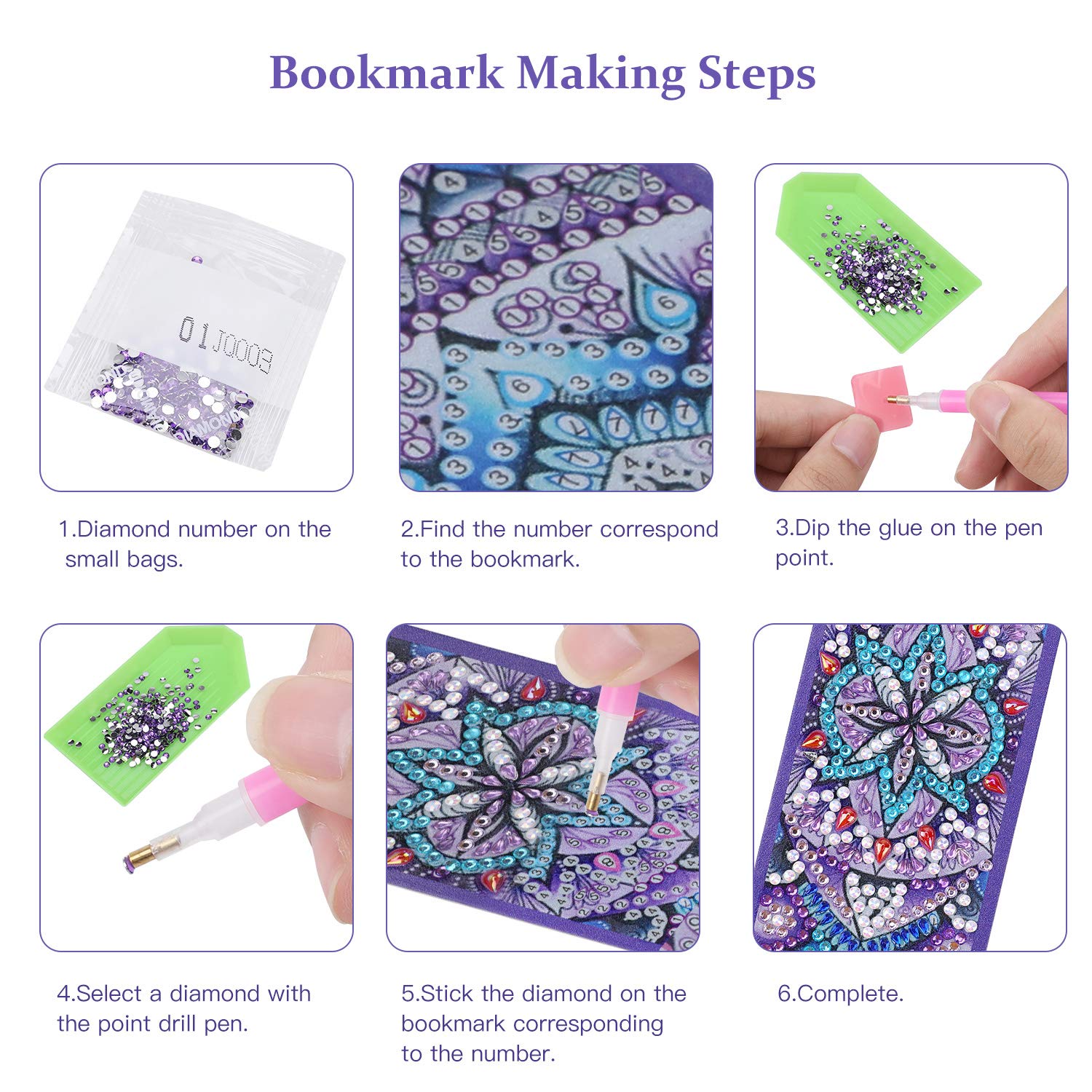 Ireer 12 Pcs 5D Diamond Painting Corner Bookmark Rhinestone PU Leather Diamond Painting Bookmark Triangle Diamond Art Bookmarks For Home Office Beginner Adults Birthday Gift(Trendy Style - View #9