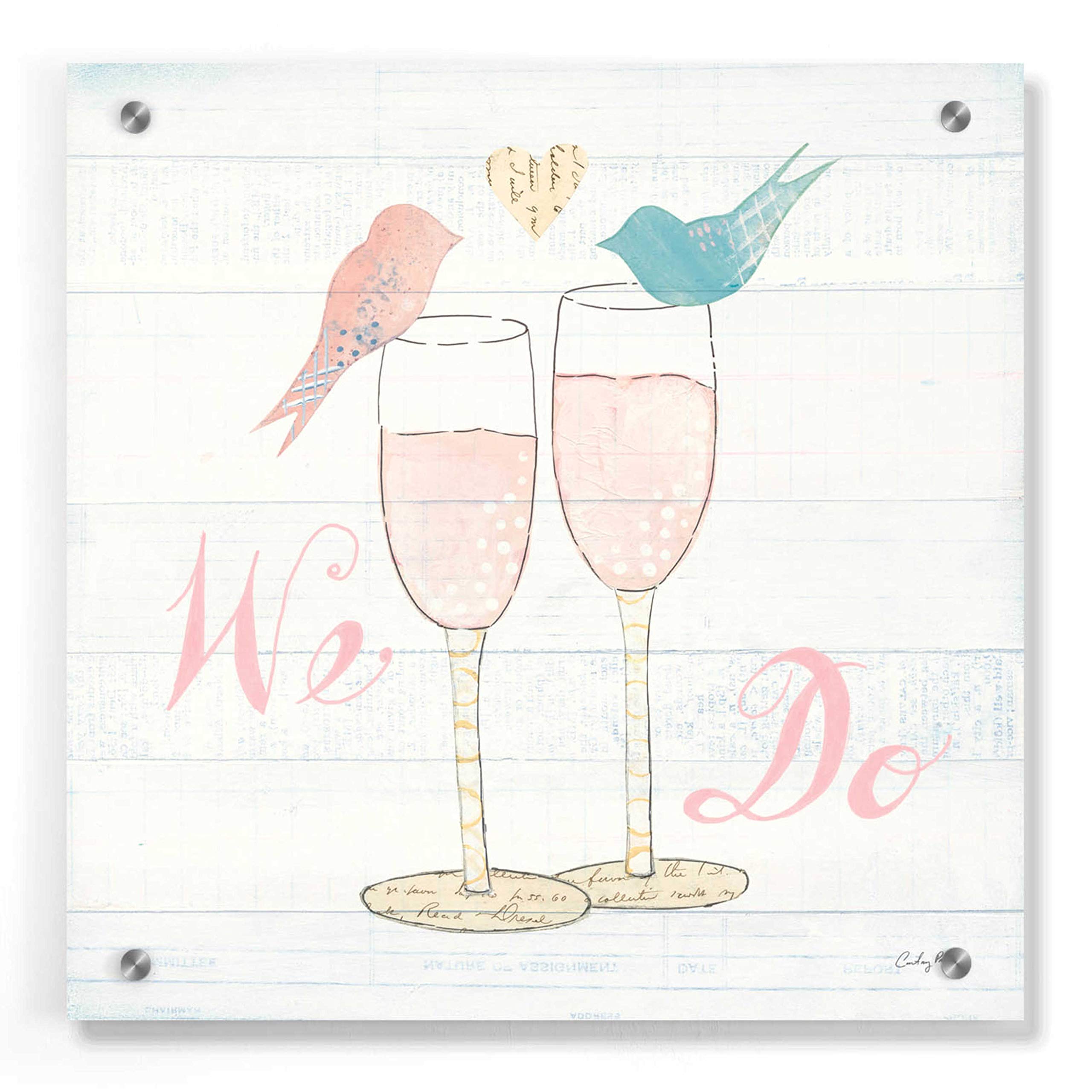 Epic Art 'Lovebirds IV' by Courtney Prahl, Acrylic Glass Wall Art, 36"x36"