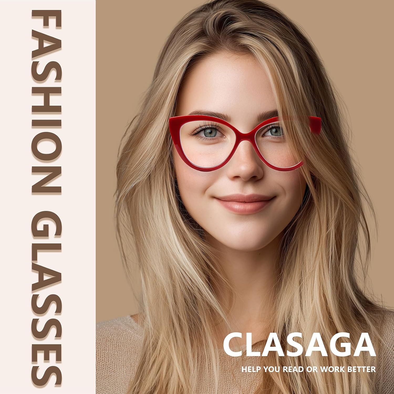 CLASAGA Reading Glasses for Women Blue Light Blocking Cat Eye Computer Readers Stylish Eyeglasses Spring Hinge - Image 2