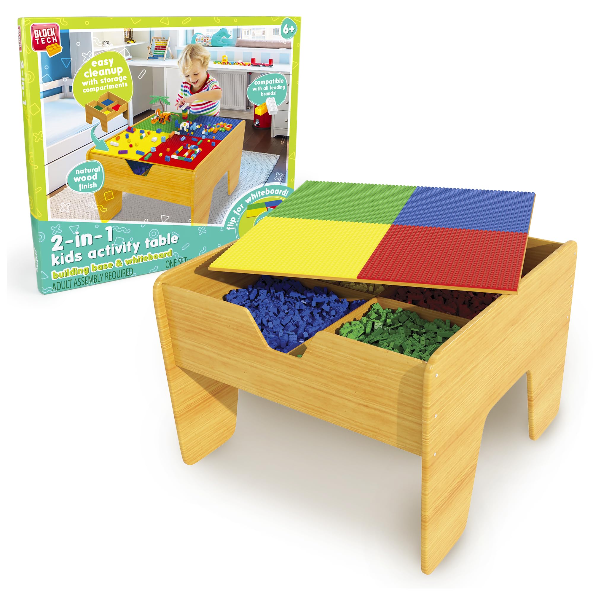 Abeec Kids Activity Table, 2-in-1 Building Block & Art Station for Toddlers and Kids