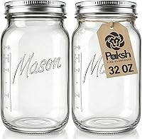 Vista 1 de Paksh Novelty Tarros Mason de boca ancha con tapas de 32 onzas – Tarros de conservas Mason de un cuarto de galón, tarro grande de boca ancha