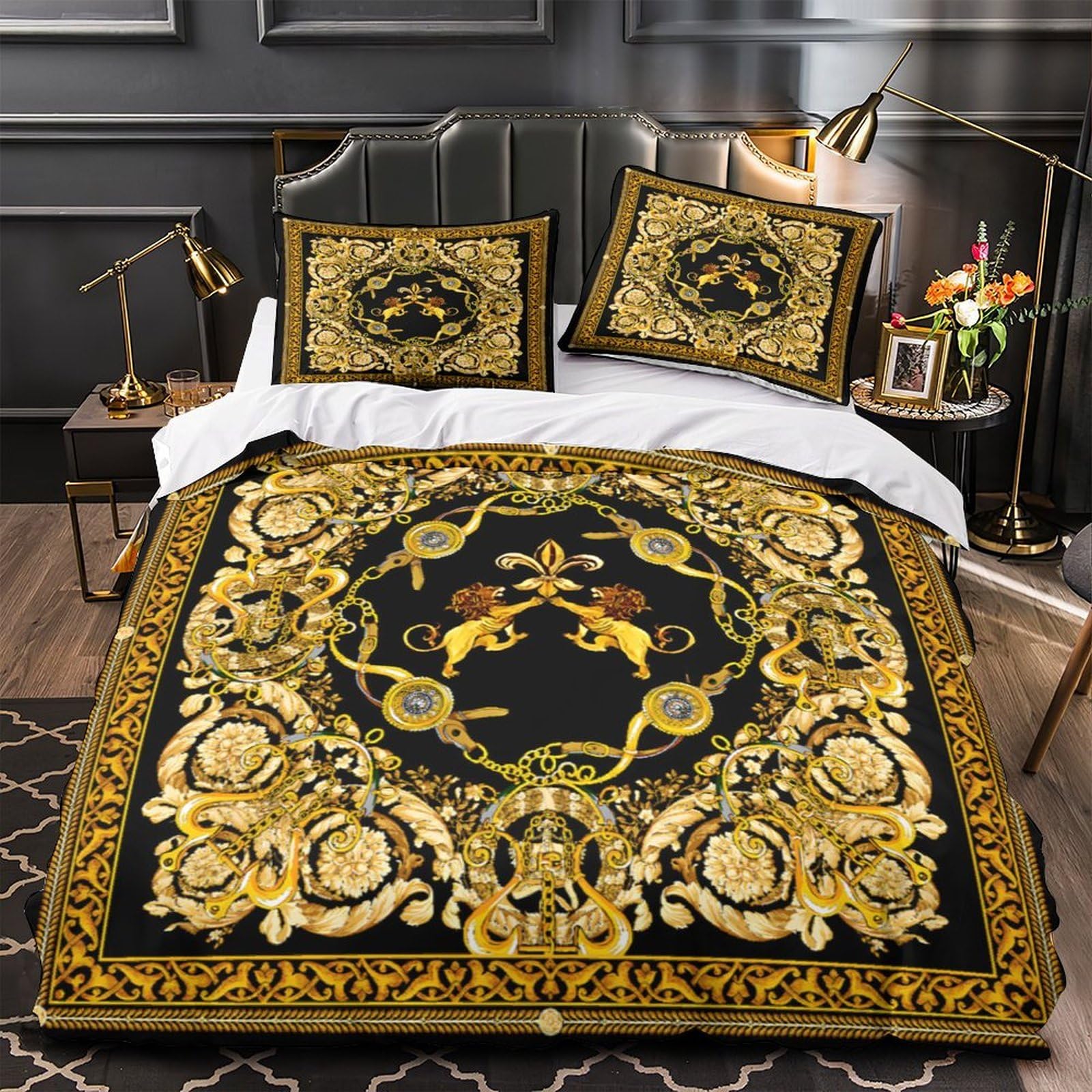 Housse de couette 140x200 microfibre imprimé 3D parure de lit zippée confortable
