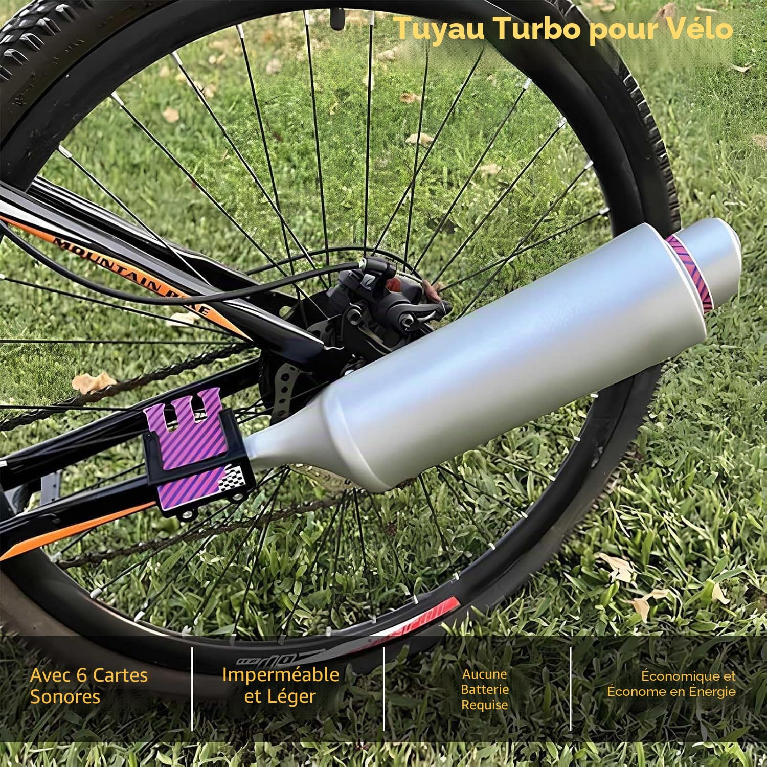 VOBOR Système Sonore D'échappement de Vélo, adapté aux Vélos de 16 à 22 Pouces, Accessoires de Tuyau d'échappement de Vélo