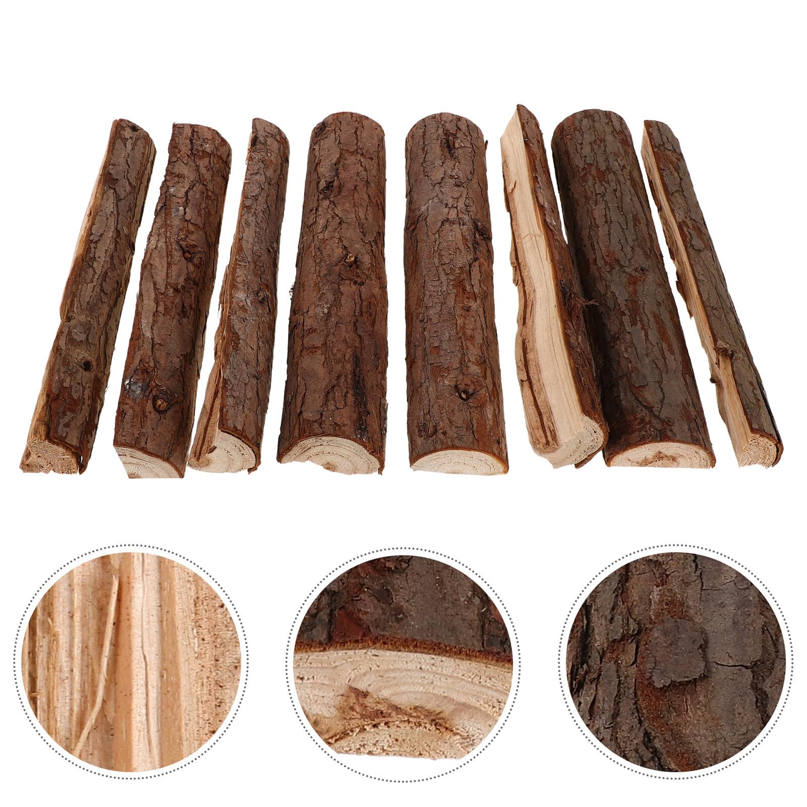 10 Pezzi Legna da Ardere Decorativa in Legno Essiccato 22 Cm Corteccia, Tronchi Finti per Decorazioni da Giardino e Interni, Blocchi Rustici per Bracieri e Grigliate, Uso Esterno