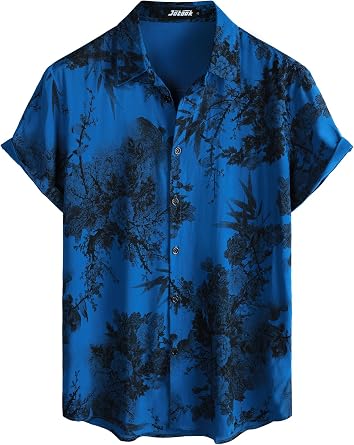 JOTOOK Mens Hawaiian Shirt Short Sleeve Button Down Tropical Shirts Casual Floral Summer Beach Shirt