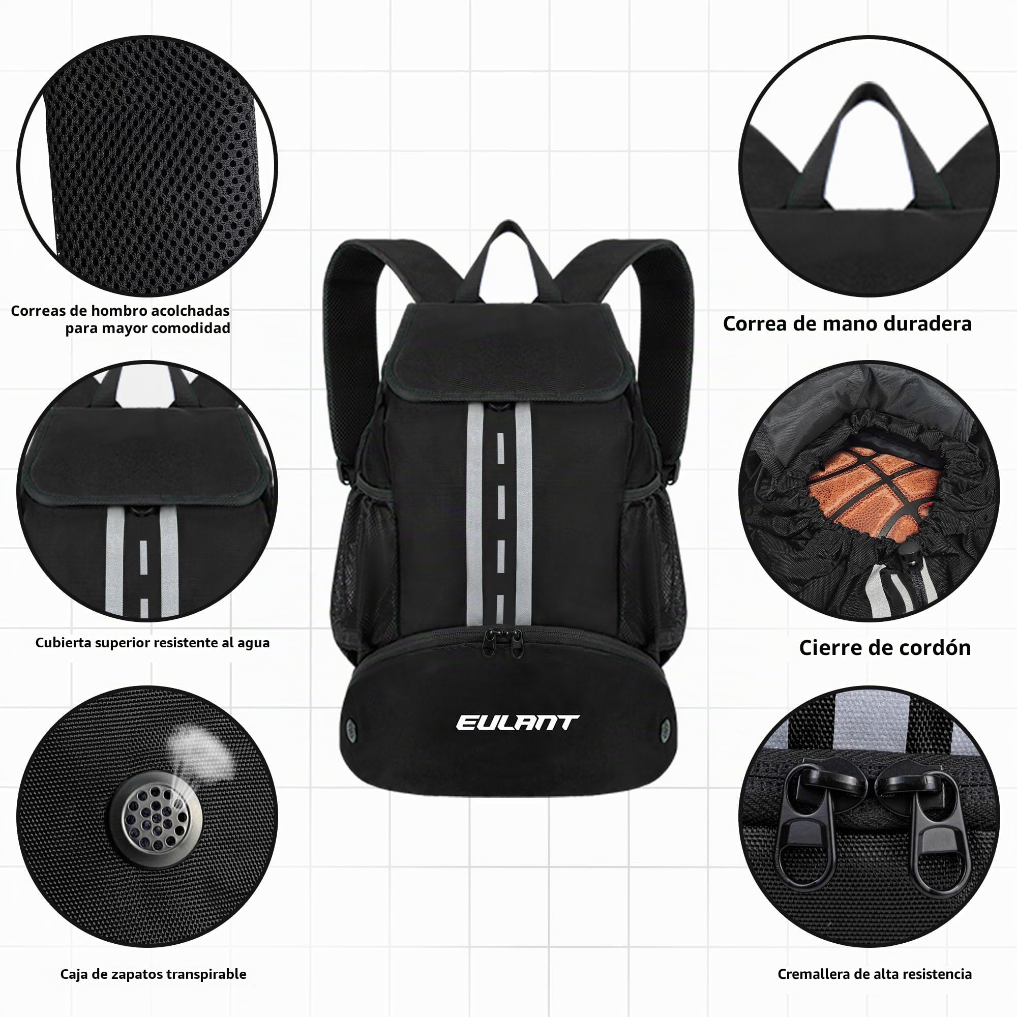 EULANT Mochila Futbol Impermeable con Zapatillero Bolsa Deporte para Balonmano Voleibol Natación