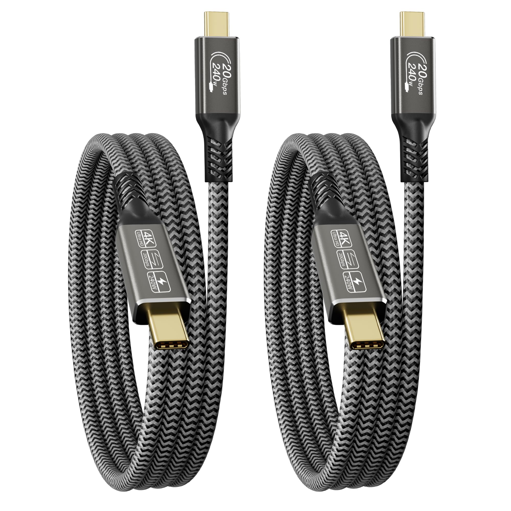 CAKOBLE Cavo USB Type-C 3 metri, [2Pezzi 3M] 240W USB C 3.2 Gen2 20 Gbps Cavo Tipo C Ricarica Rapida,5K@60Hz Cavo USB C Video Cavo Thunderbolt 4/3 Per Laptop,Monitor,docking,Display,Monitor,VR