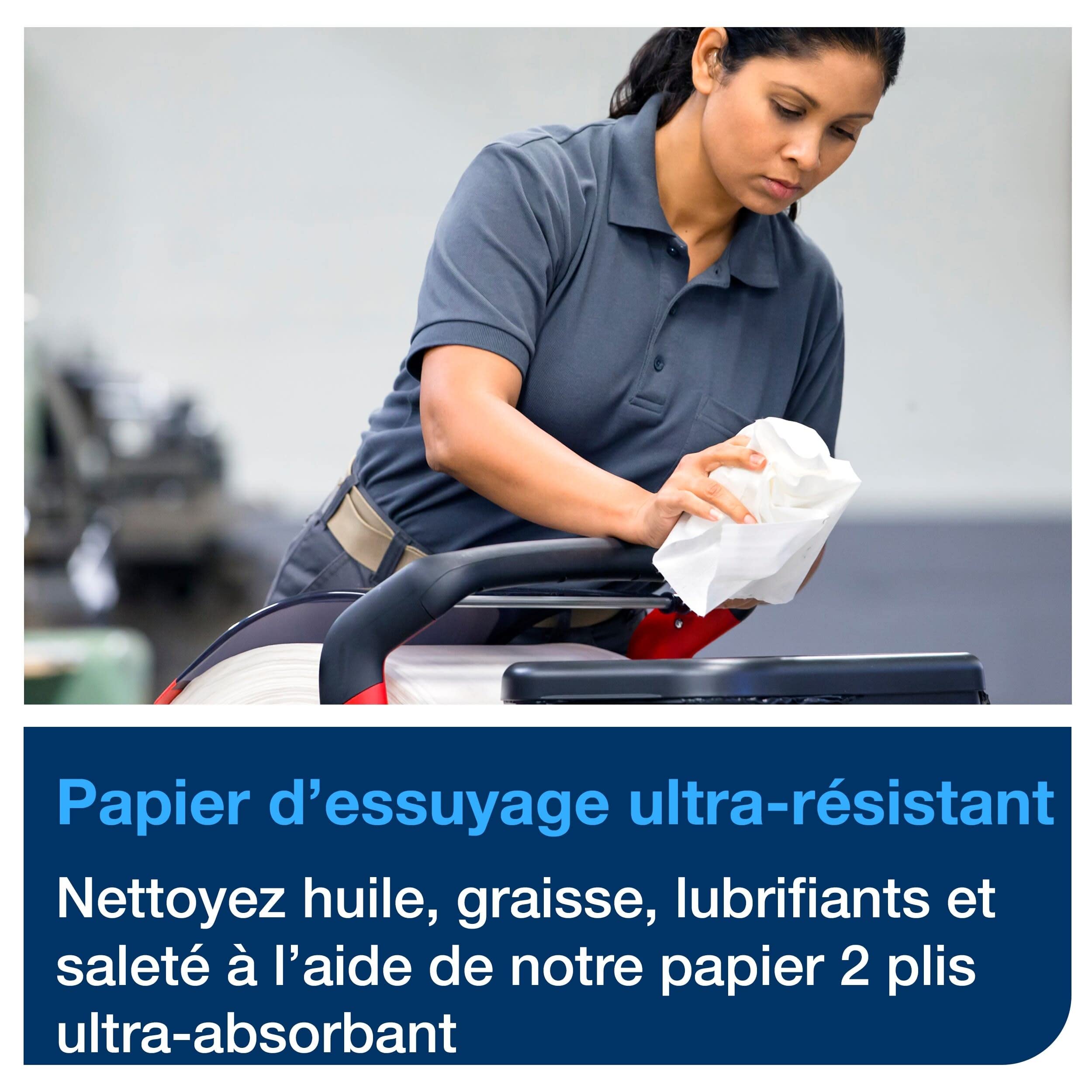 Tork Papier d'Essuyage industriel ultra-résistant bleu W1, ultra-absorbant, 1 x 750 feuilles, 130080