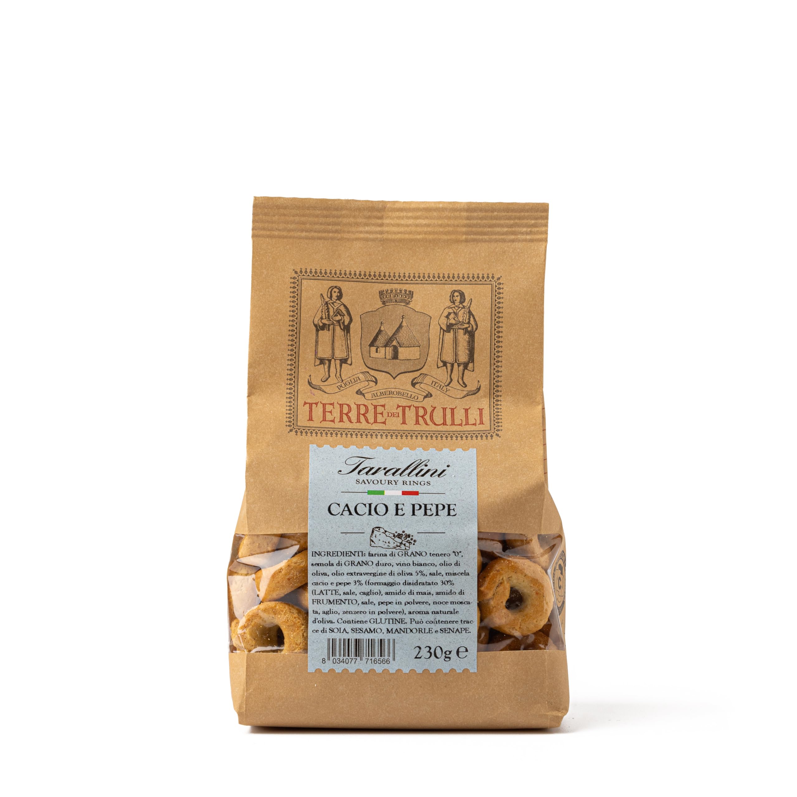 Terre Dei Trulli Tarallini Cacio E Pepe - 5 Confezioni Da 230g | Taralli Pugliesi Per Una Merenda Veloce E Gustosa | Snack Salati Per Un Aperi Snack Genuino | Tarallini Artigianali