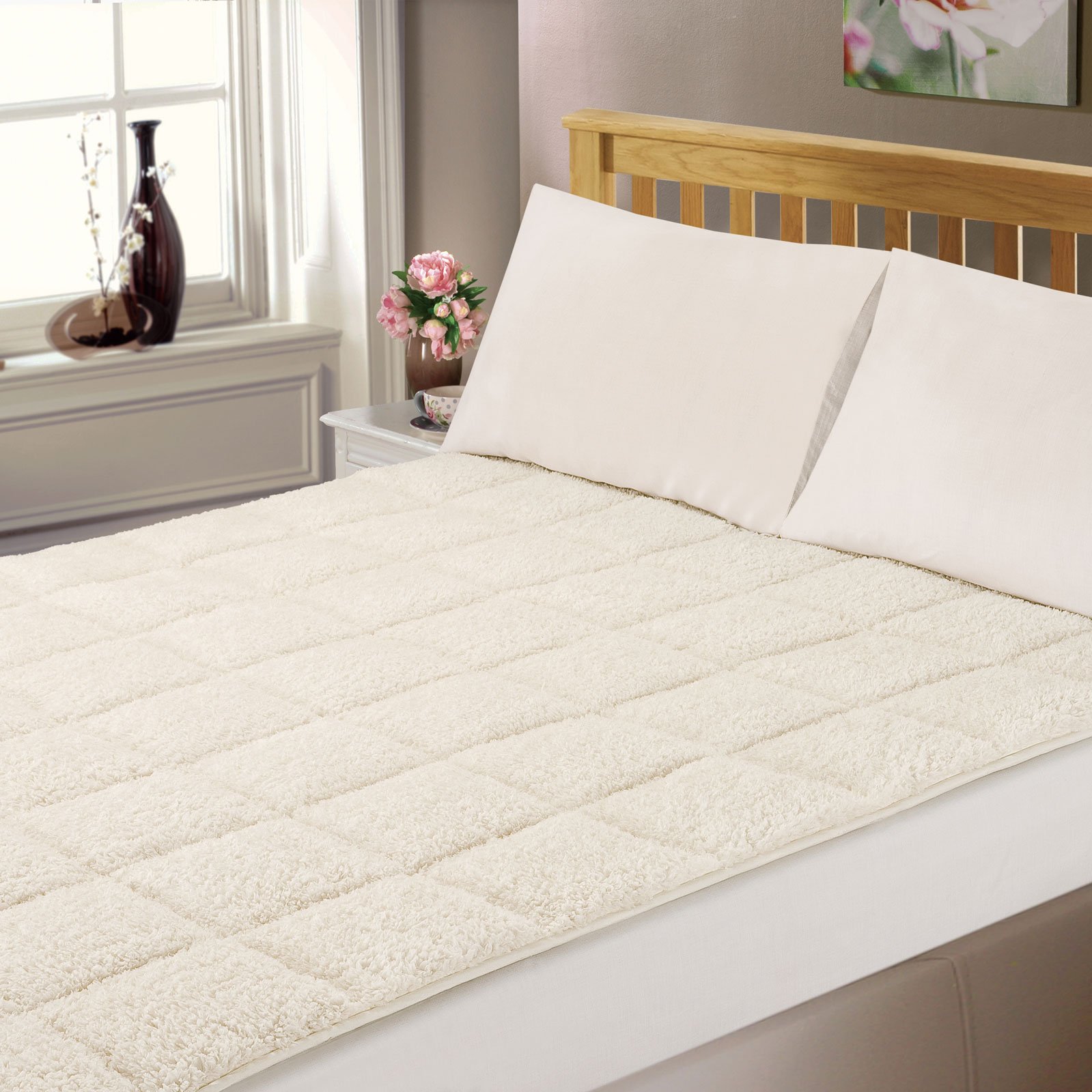 Dreamscene Luxus Matratzenauflage Super Soft Bett, Displayschutzfolie King – Cremefarben