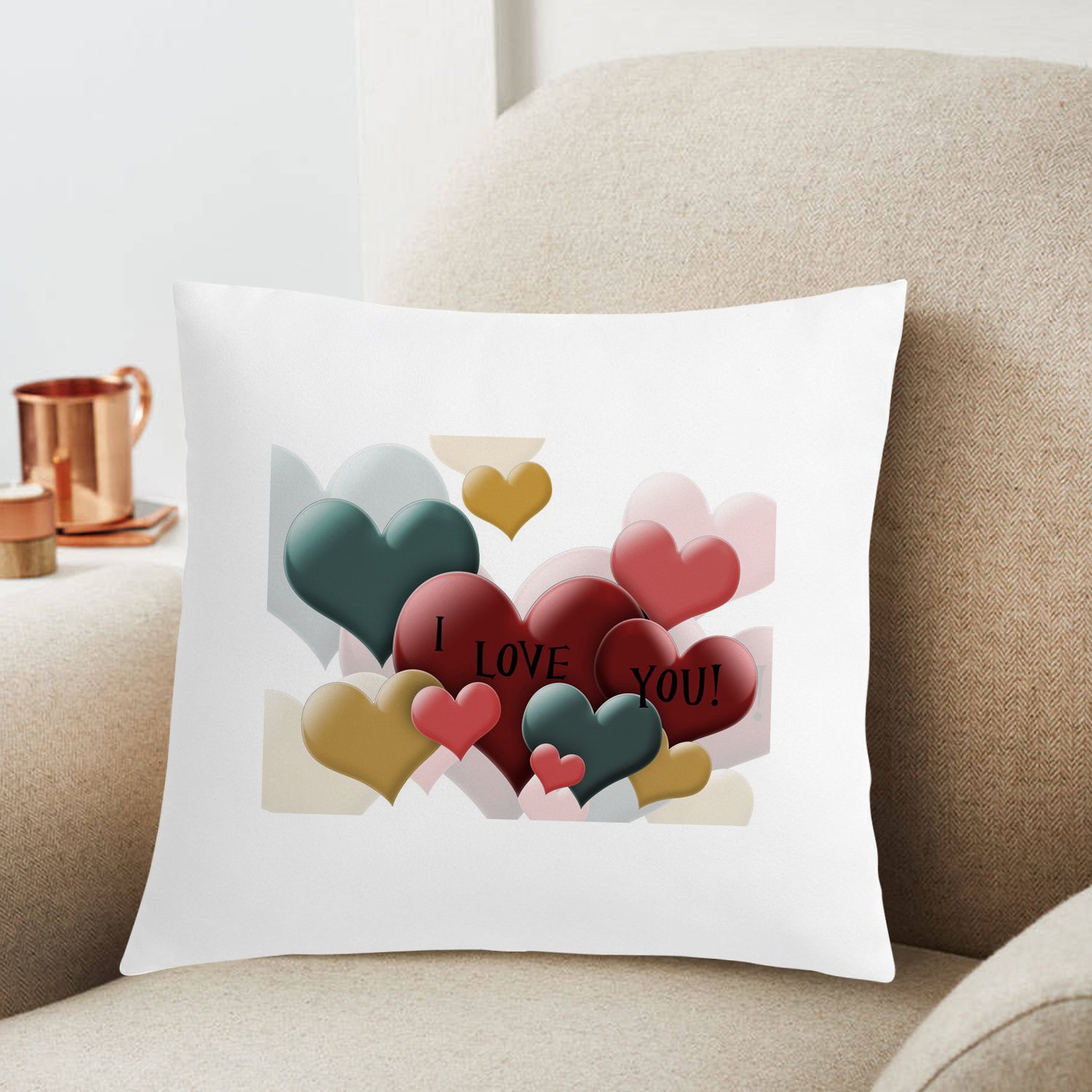I Love You Printed Cushion 12X12 Pillow Cover with Filler- Best Love Gift Idea-image-22
