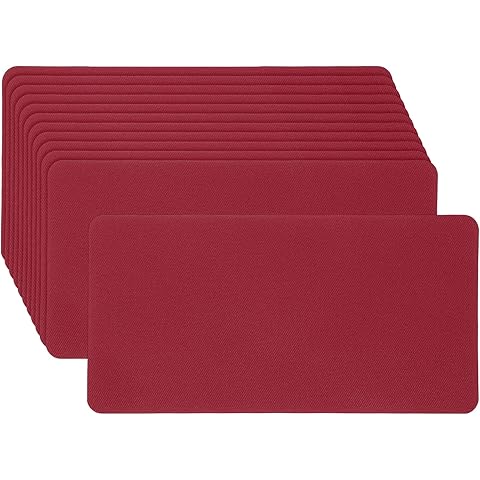 PATIKIL 12pcs Wine red Iron on Patches for Clothes, 4x8in Denim Patches Iron on Small Fabric Jean Patch for Inside Jeans Pants Clothes Decorative Embroidered Hats Sofa DIY Crafts