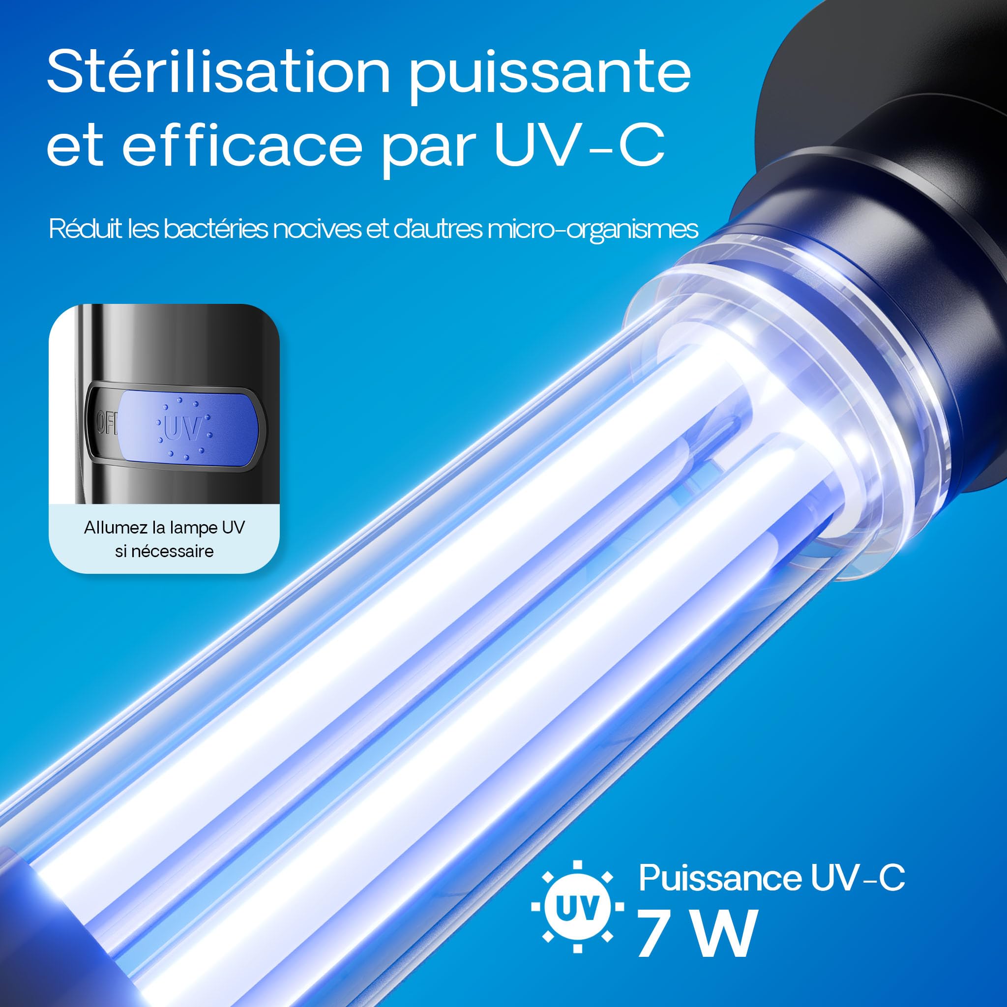 SunSun CUP-807 Pompe d’aquarium 4 en 1, pour aquariums à 500 l, 700 l/h 10 W avec Stérilisateur UVC 7 W et Matériau filtre, Étang, Aquariophilie