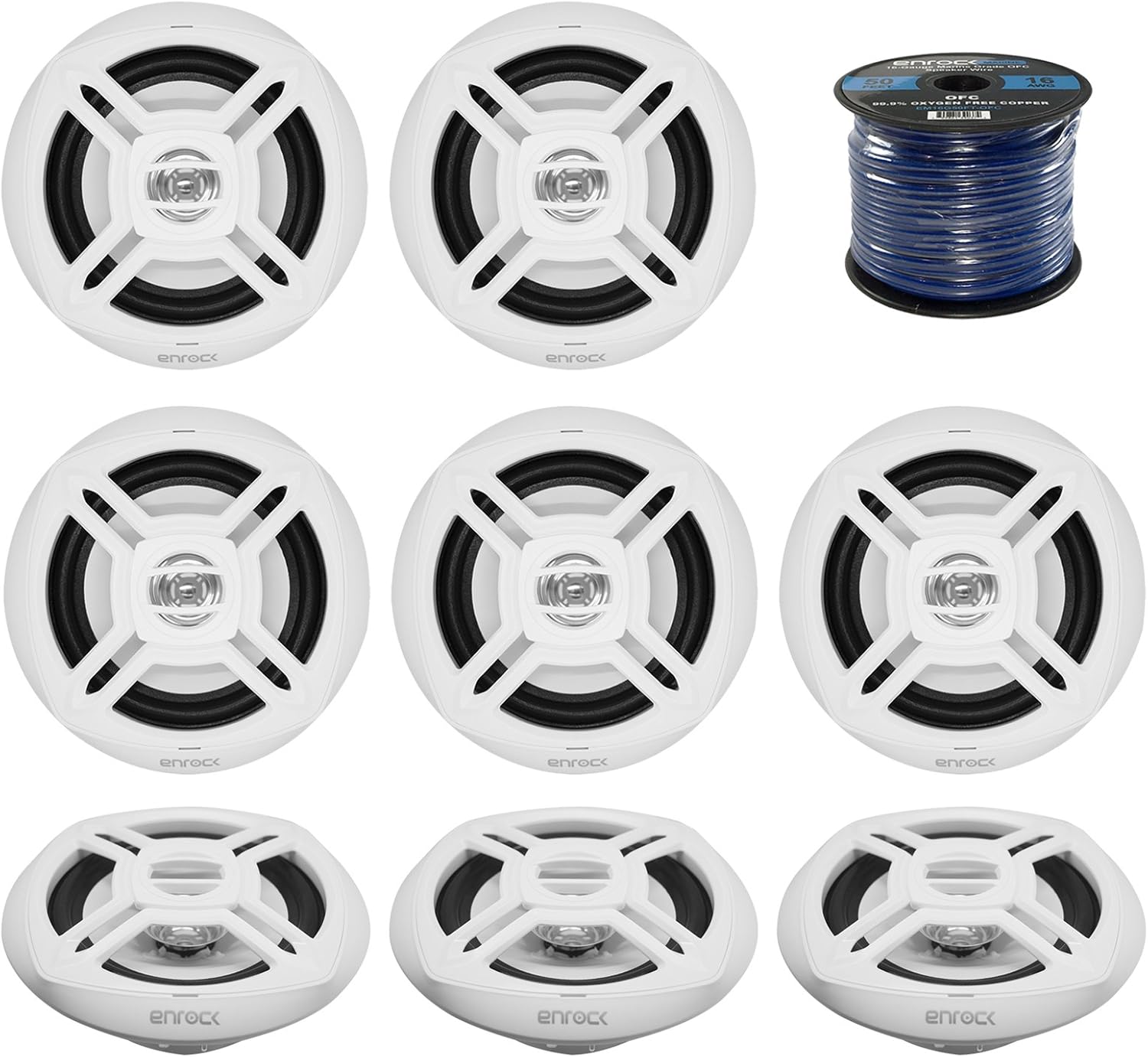 Car Speaker Package Of 4 Pairs of Enrock EKMR1672W Marine