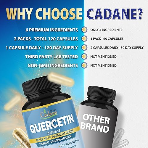 Miniatura 7 de Suplemento de quercetina  2 paquetes de 60 cápsulas con cúrcuma, berberina, ortiga, semillas negras, pimienta negra  4 meses de suministro