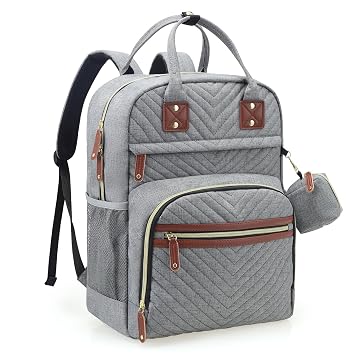 Tuwubi Diaper Bag Backpack, Baby Essentials Travel Tote Bag | Multi function Water-Resistant Backpacks, Travel Essentials with Stroller Straps & Pacifier CaseGrey