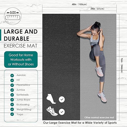 Miniatura 3 de Large Exercise Mat, 8' x 6'8' x 4'6' x 4' Extra Durable Workout Mats for Home Gym Flooring, High-Density Gym Mats Cardio Mat for Jump Rope, MMA,