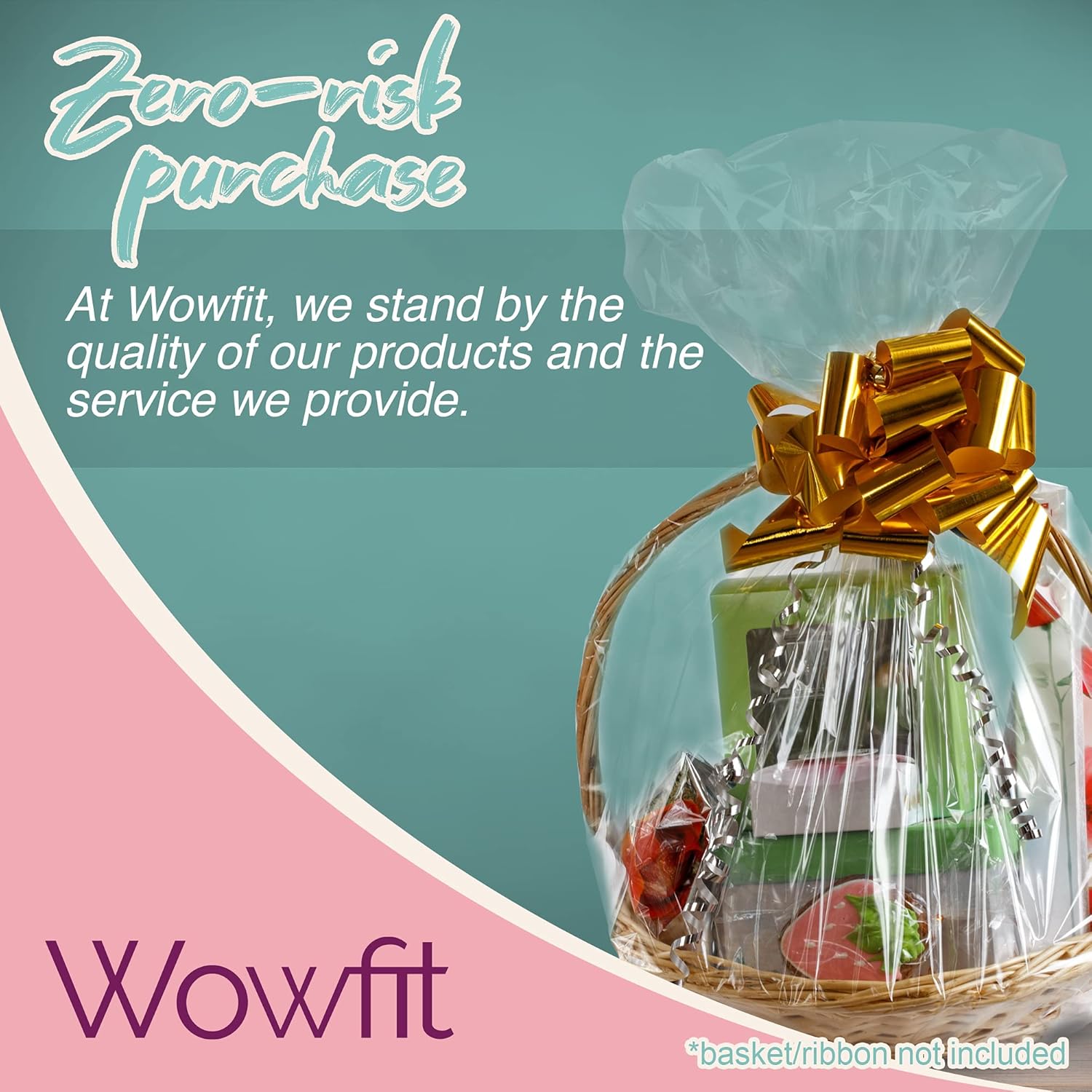 Wowfit Cello Bags,10 CT 16x24 inches Clear Cellophane Bags Perfect for Gift, Presents, Wine Bottles, Bridal/Baby Showers and More (1.2 Mil, Flat, No Gusset, 16x24 inches, NOT Include Ribbon) : Health & Household