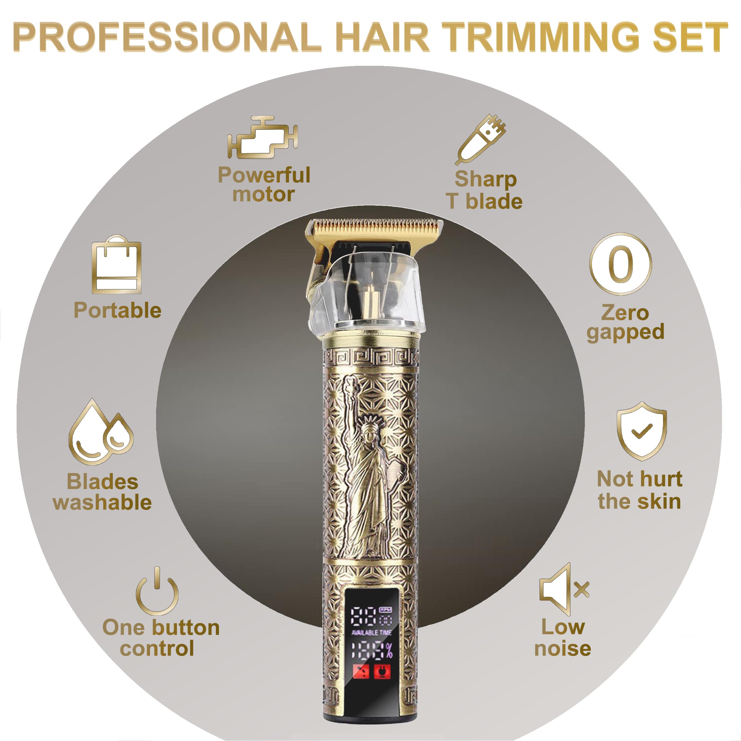 Cordless Hair Clipper & Beard Trimmer for Men with LCD Display Rechargeable USB-C Barber Trimmer Kit 4 Adjustable Guards 150min Runtime Precision Mustache & Hair Trimmer Gift for Dad - Image 4