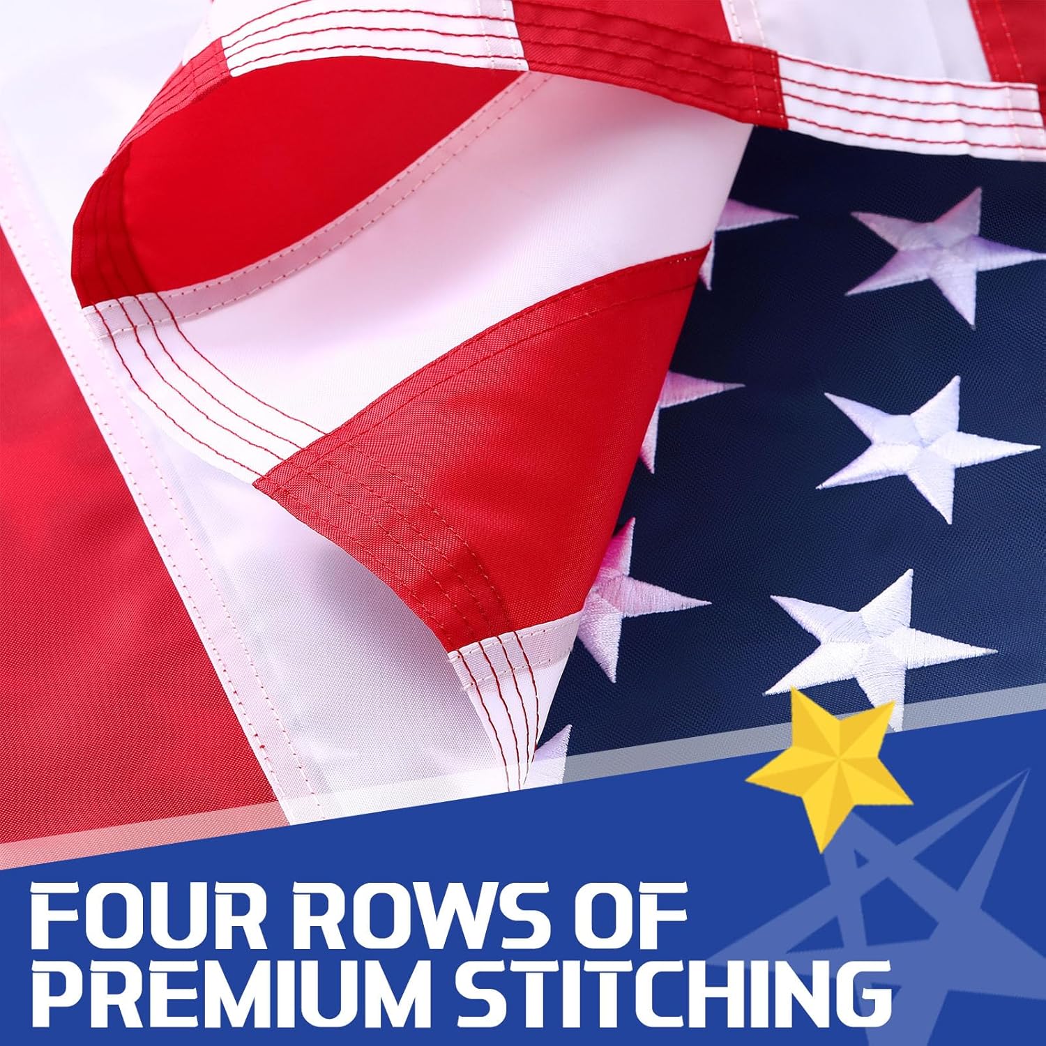 Remagr Embroidered American Flag for Outside 210D Heavy Duty US Polyester Flags United States Flag with Embroidered Stars Stripes Brass Grommets for Outdoor Independence Day Memorial Day(5 x 8 ft)