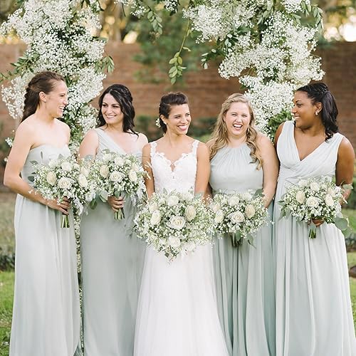 Miniatura 5 de Pusuny Flores artificiales de aliento de bebé, 6 piezas de gypsophila de imitación de flores blancas falsas de aliento de bebé, ramos de flores de