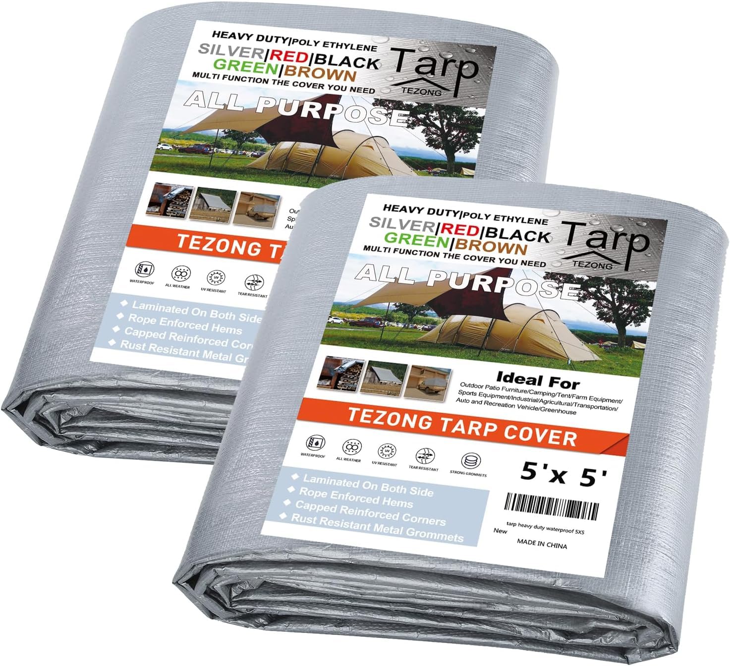 Photo 1 of Tarps Heavy Duty Waterproof 16x28ft,TEZONG Silver Tarp 12Mil Plastic Tarpaulin Outdoor Tarp Cover for Emergency Rain,Patio Furniture,Wood,Roof,Camping,Car,Pool