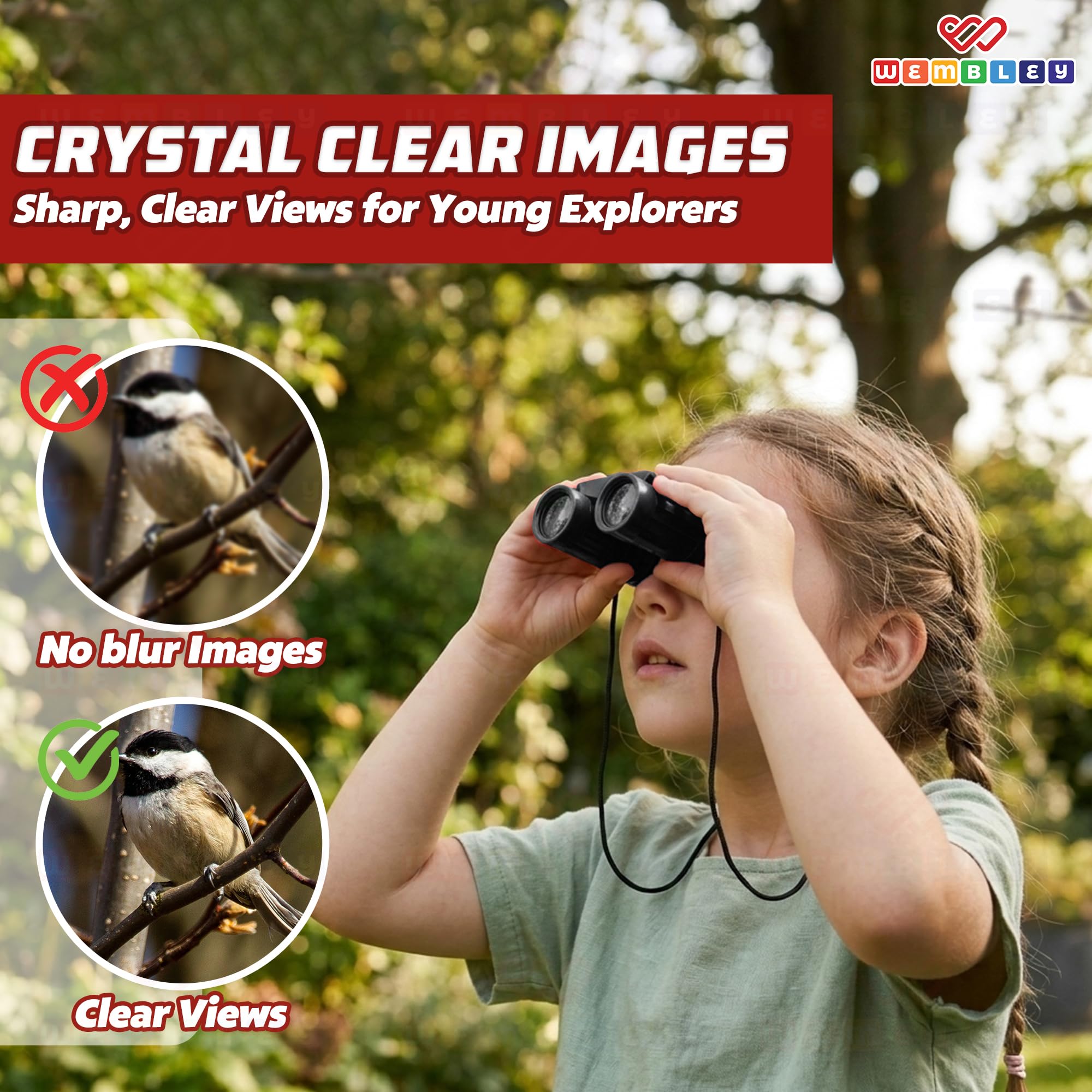 Wembley Mini Binoculars Toy for Kids | Compact and Portable Outdoor Binocular for Boys and Girls | Binocular Toy with Neck String, Focus Adjustment and Ultra Zoom | Educational Birthday Gift (Black) 3