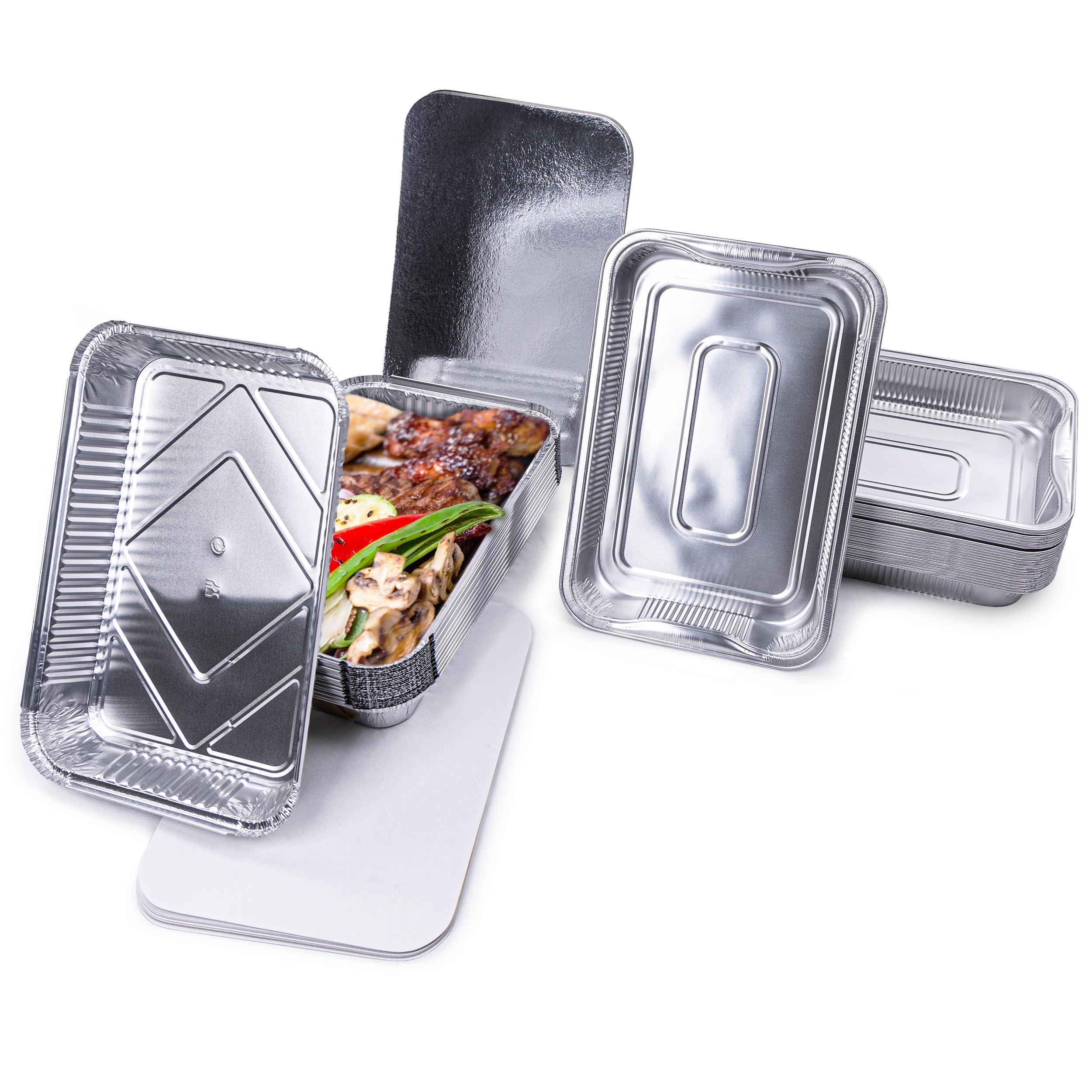Mamatura Lot de 25 coupelles XL en aluminium avec couvercles 32 x 22 cm 2100 ml