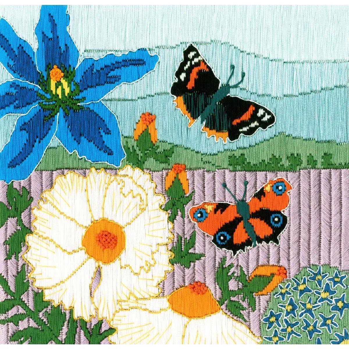 Bothy Threads Multifarbig Silken Long Stitch Kit - Butterfly Meadow