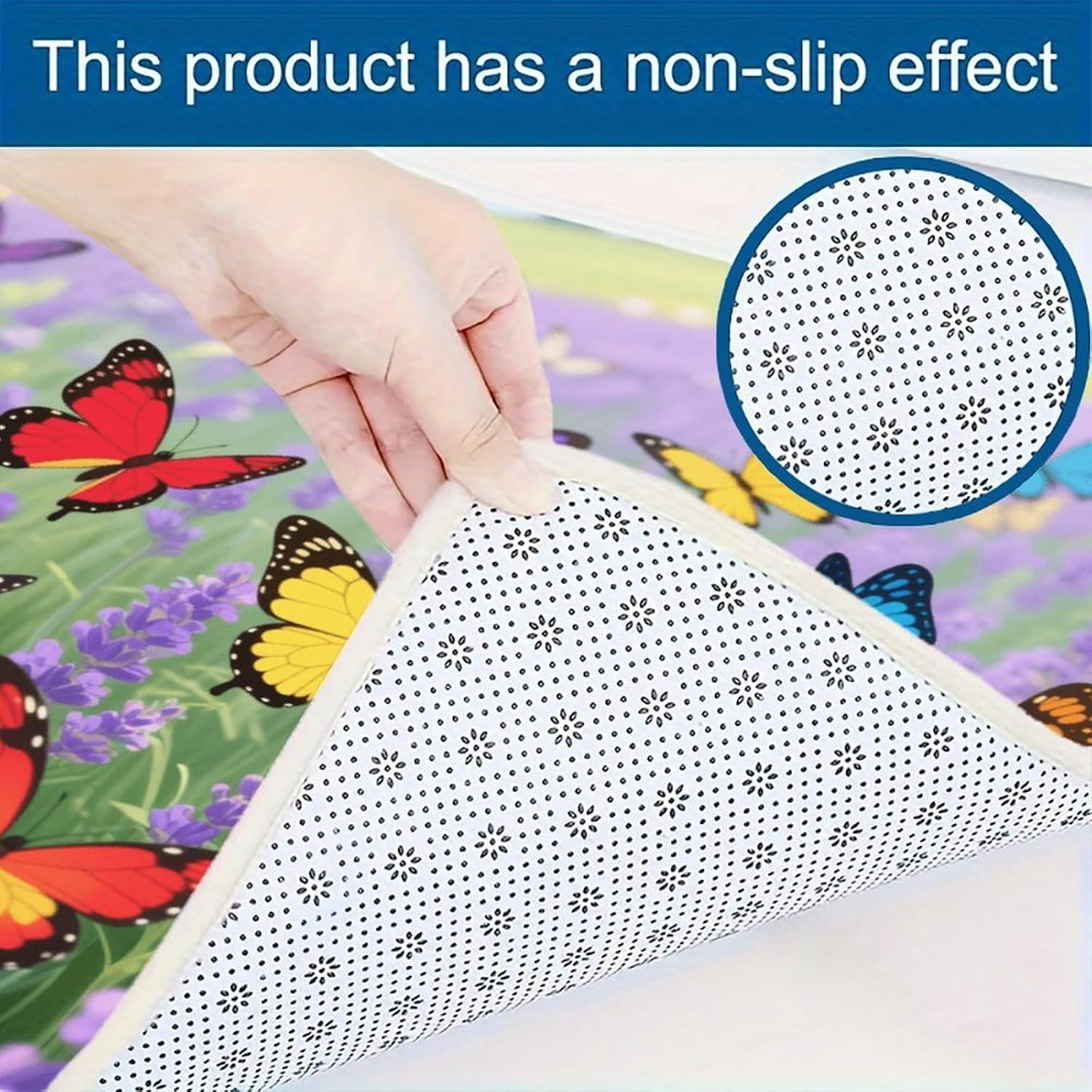 Colorful Butterfly Kitchen Mat Outdoor Rug Area Rug | Kitchen Rug for Washable Non-Slip Breathable for in Front of Sink for Standing for Kitchen,Hallway,and Laundry Decor