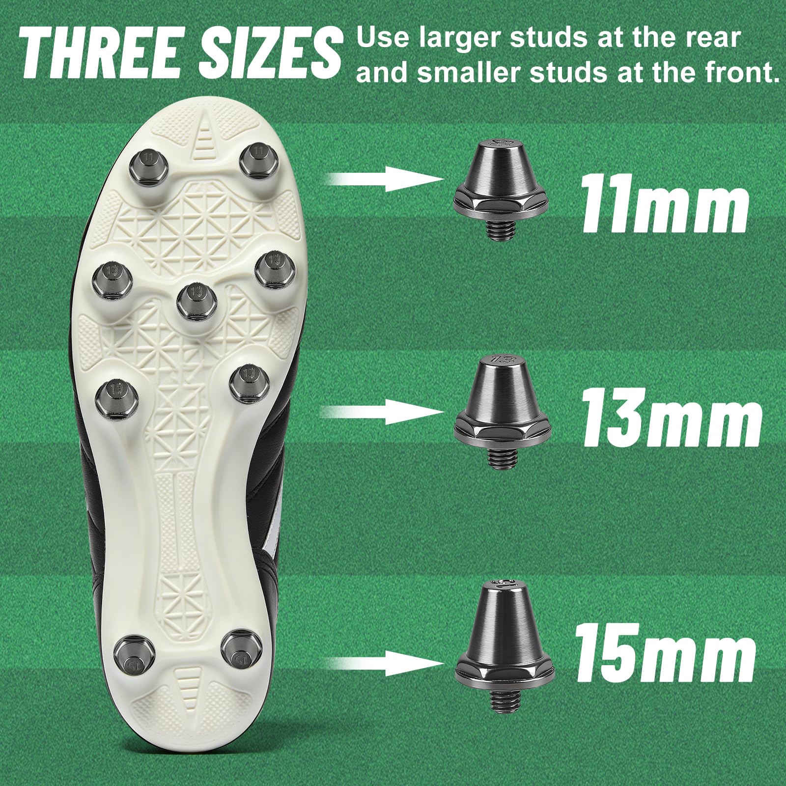 Crampons de Rechange pour Chaussure de Foot 11mm/13mm/15mm, M5 avec Clé d'Aluminium