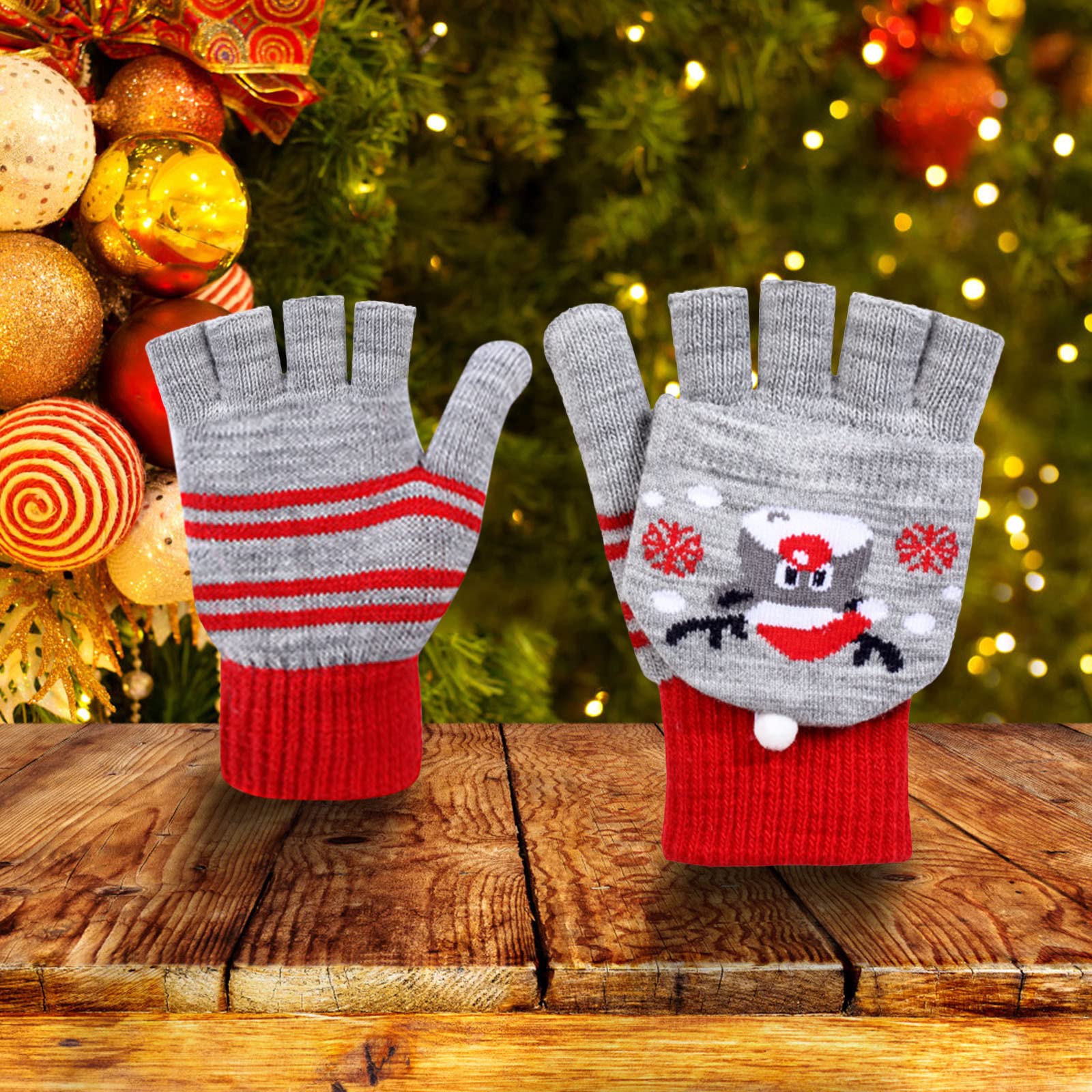Gants Sans Doigts Avec Rabat – Motif Panda, Peluche Douce | Pour Vélo, Ski, Travail, Hiver Chaud