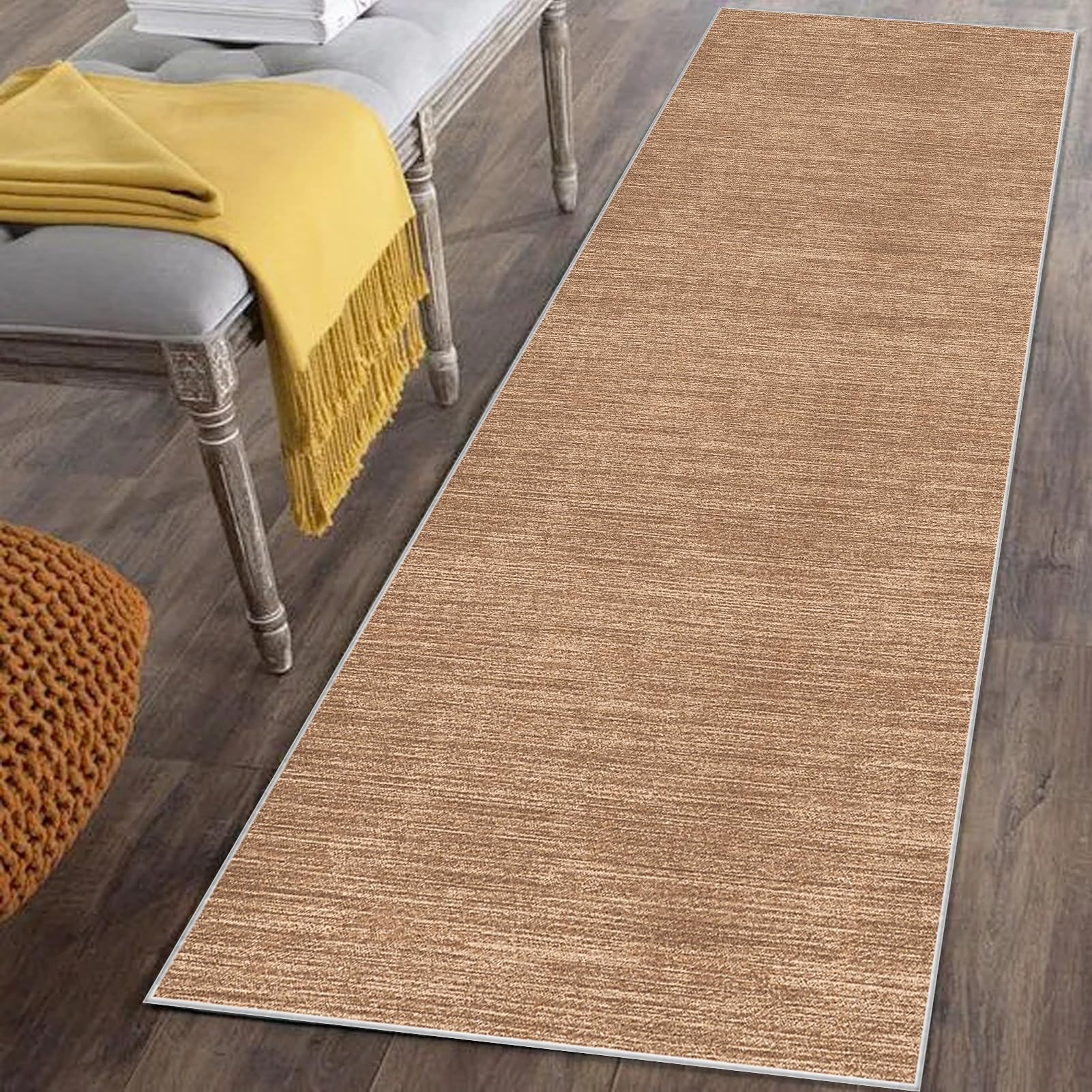 Carpet Runners for Hallway 80 x 500 cm Brown Non-Slip Washable Floor Carpet for Kitchen Runner Rug for Entryway Hallway Hall Runner Low Pile Area Rug Narrow Rug Runner for Hallway Kitchen Bedroom