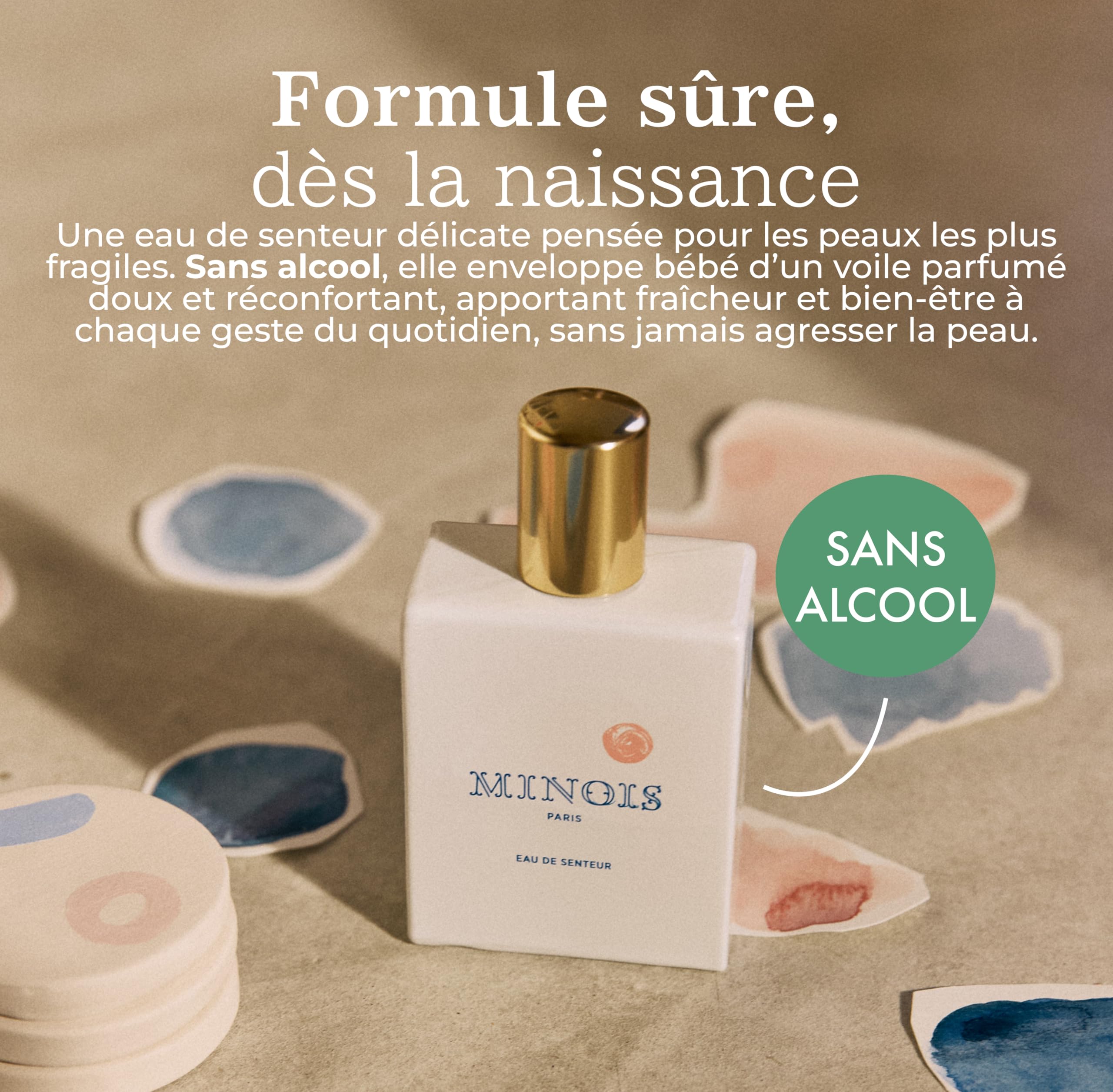 Minois Paris Eau de Senteur Bébé & Enfant - Parfum Bébé Sans Alcool, Fleur d'Oranger & Jasmin, Floral et Fruité - Cadeau Naissance, Eau de Toilette Dès la Naissance, Made in France - 50ml
