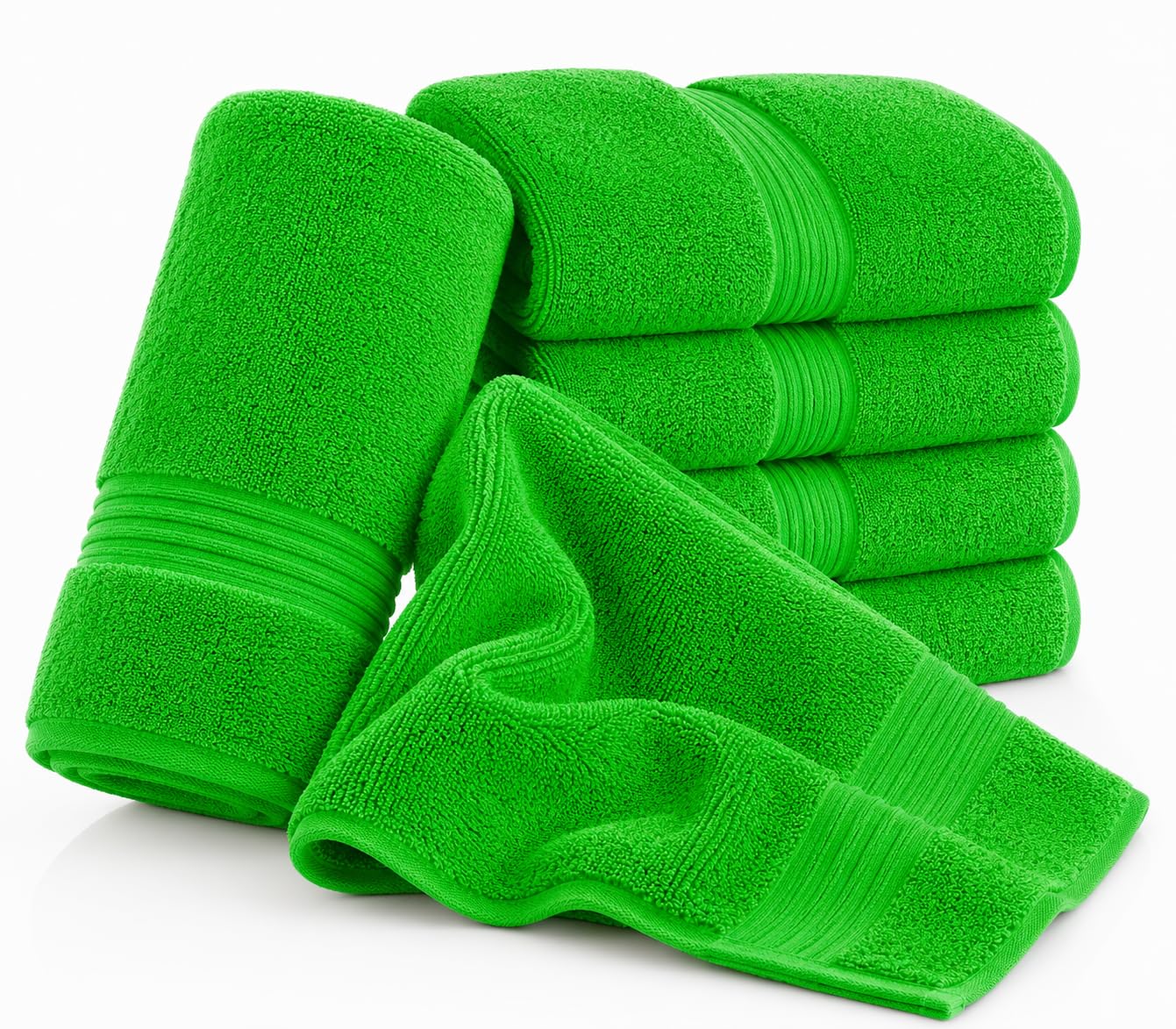 Hand Towel Egyptian Cotton Lime Green 50x80cm Soft Bathroom Pack of 4