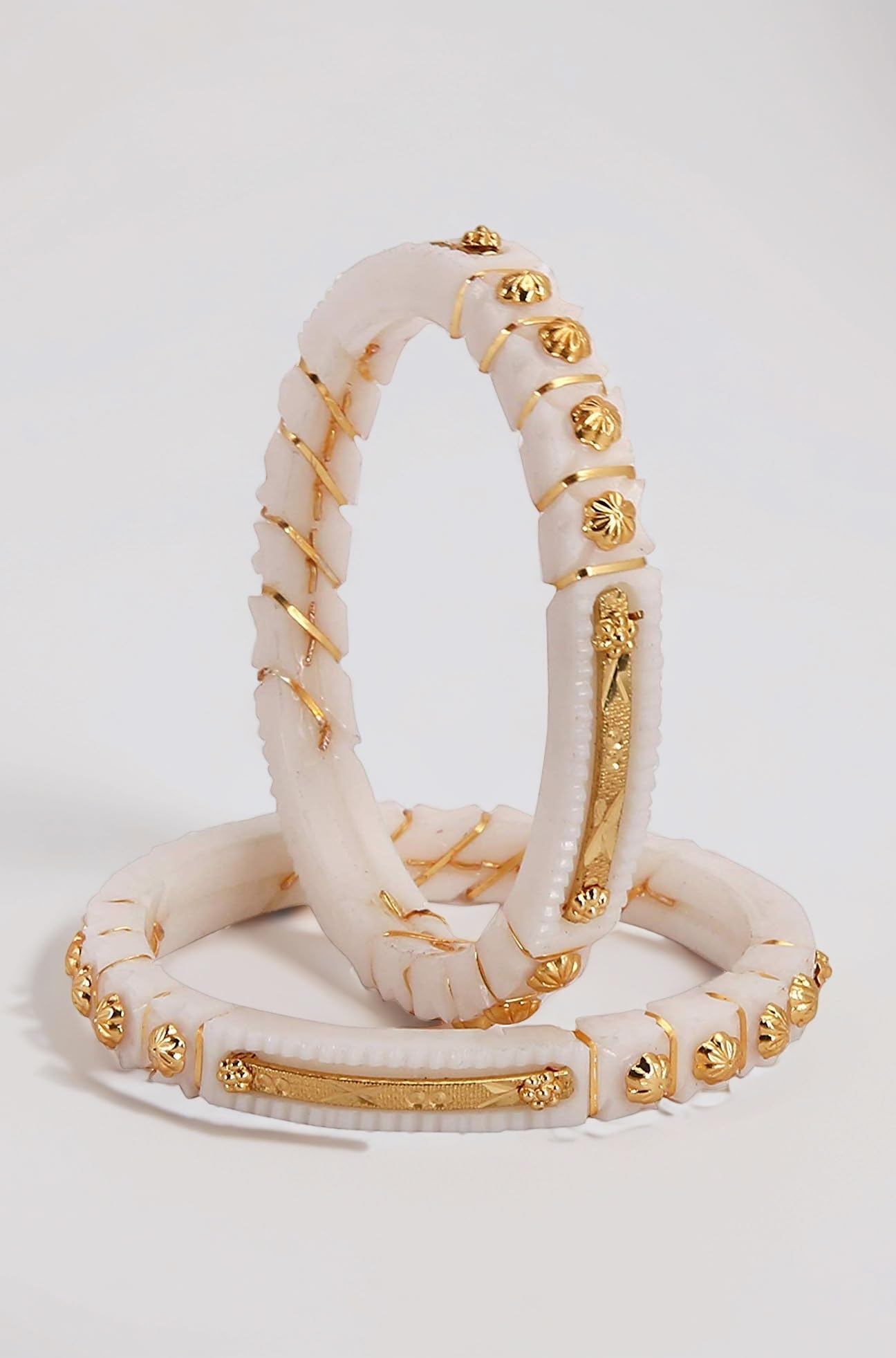 Gold Plated White Bangles for women