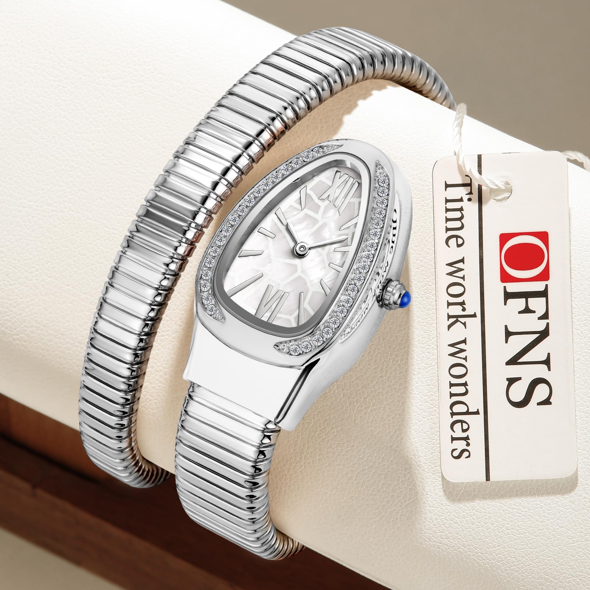 Gosasa Elegante orologio da donna a forma di serpente, design unico, serpente bobina elegante con diamanti e quadrante con numeri romani