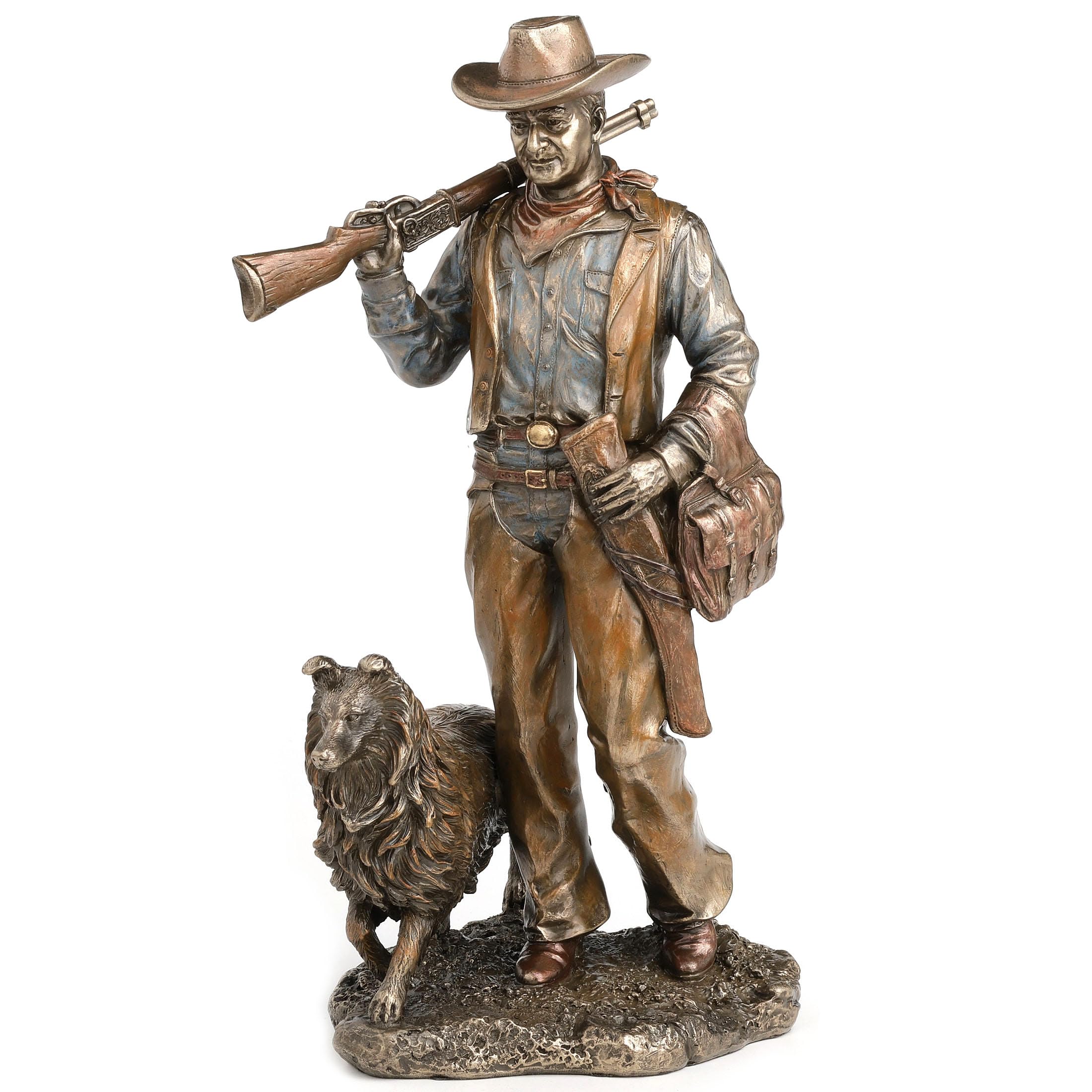 Statue cowboy et chien en bronze : le cadeau idéal pour collectionneur