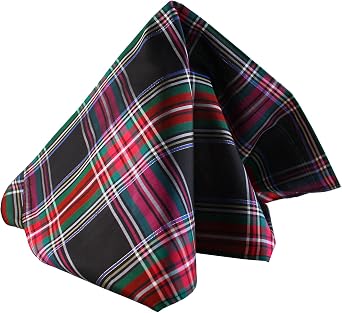 Multicolor Jewel Tone Plaid Silk Pocket Square by Royal Silk- 100% Silk - Full-Sized 16"x16"