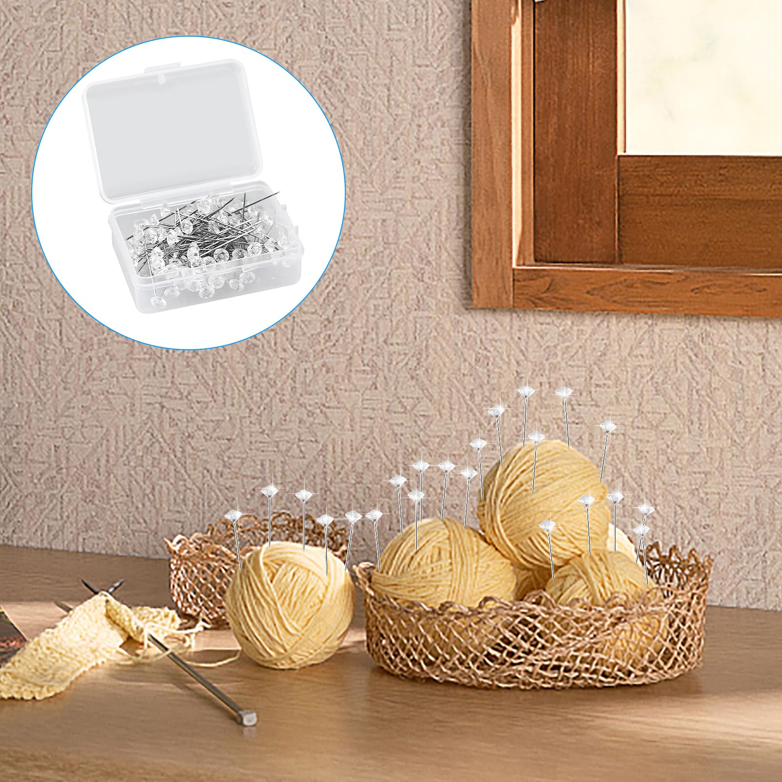HXMJIED 100 spilli con testa in cristallo di diamante – Spilli a forma di fiore per decorazioni nuziali e fai da te cucito artigianato