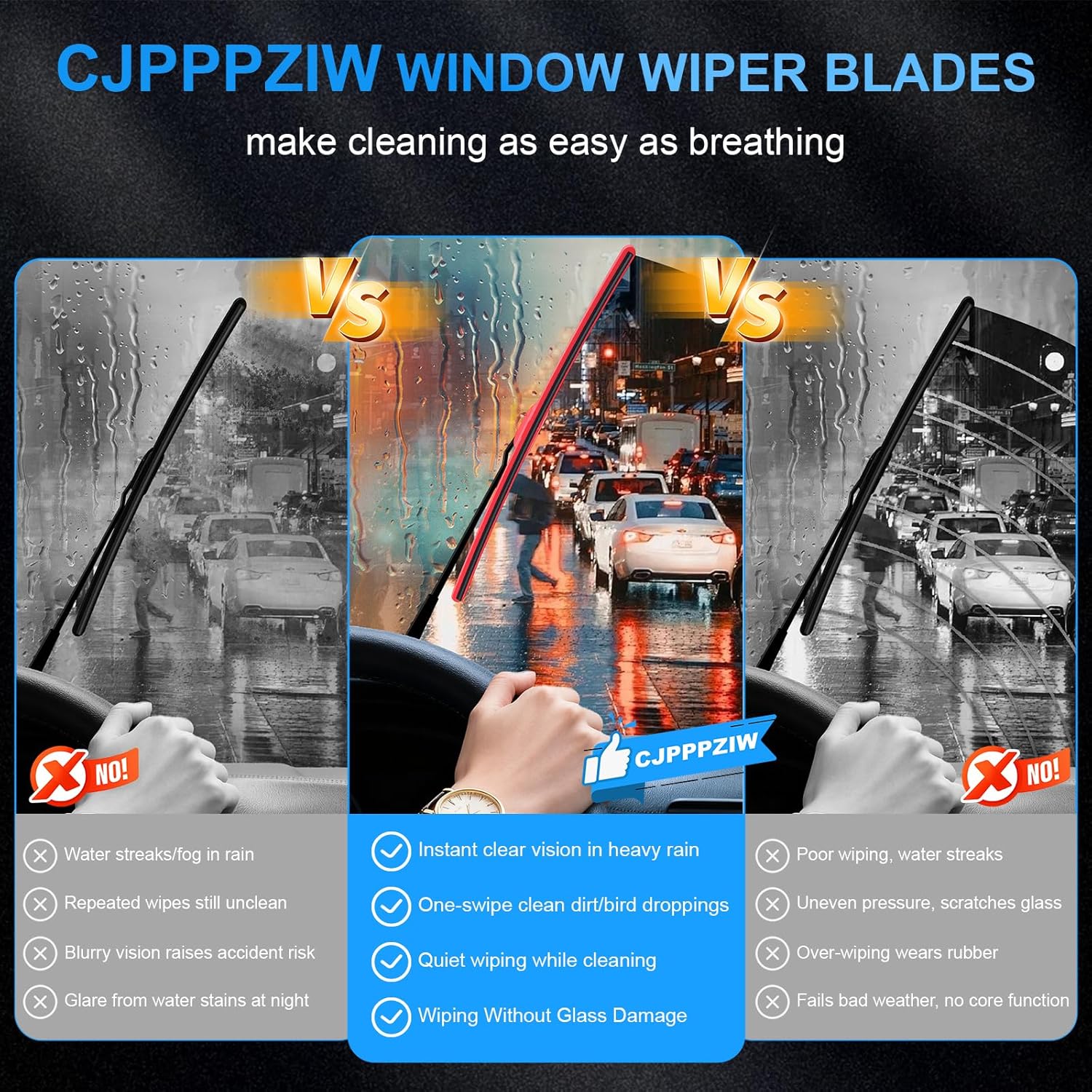 CJPPPZIW® Windshield Wipers -22"+22" Replacement for Chevrolet Chevy Suburban 2015-2020/Tahoe 2015-2021/Express 2500 3500 1996-2025,OEM Quality Premium All-Season Red Wiper Blades (Set of 2)
