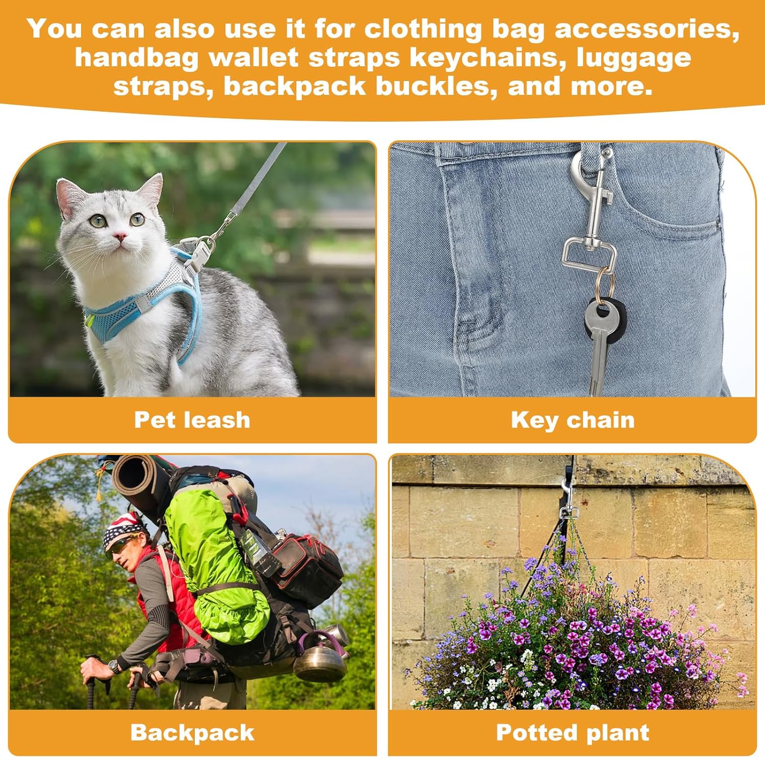 24 Pcs Swivel Snap Hooks, 2.76 Inch Heavy Duty Bolt Snap Clips for Dog Leash, Keychain, Camera Strap and Flag Pole Lanyard, Silver