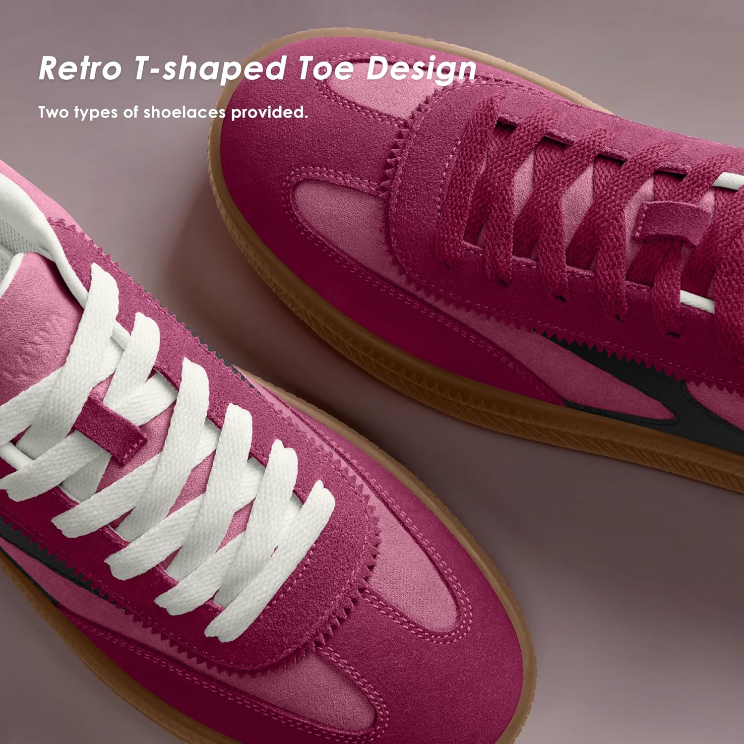 Vilanva Women's Fashion Sneakers Casual Tennis Shoes with Genuine Suede Classic Retro Gum Sole Walking Trendy Footwear - Image 5