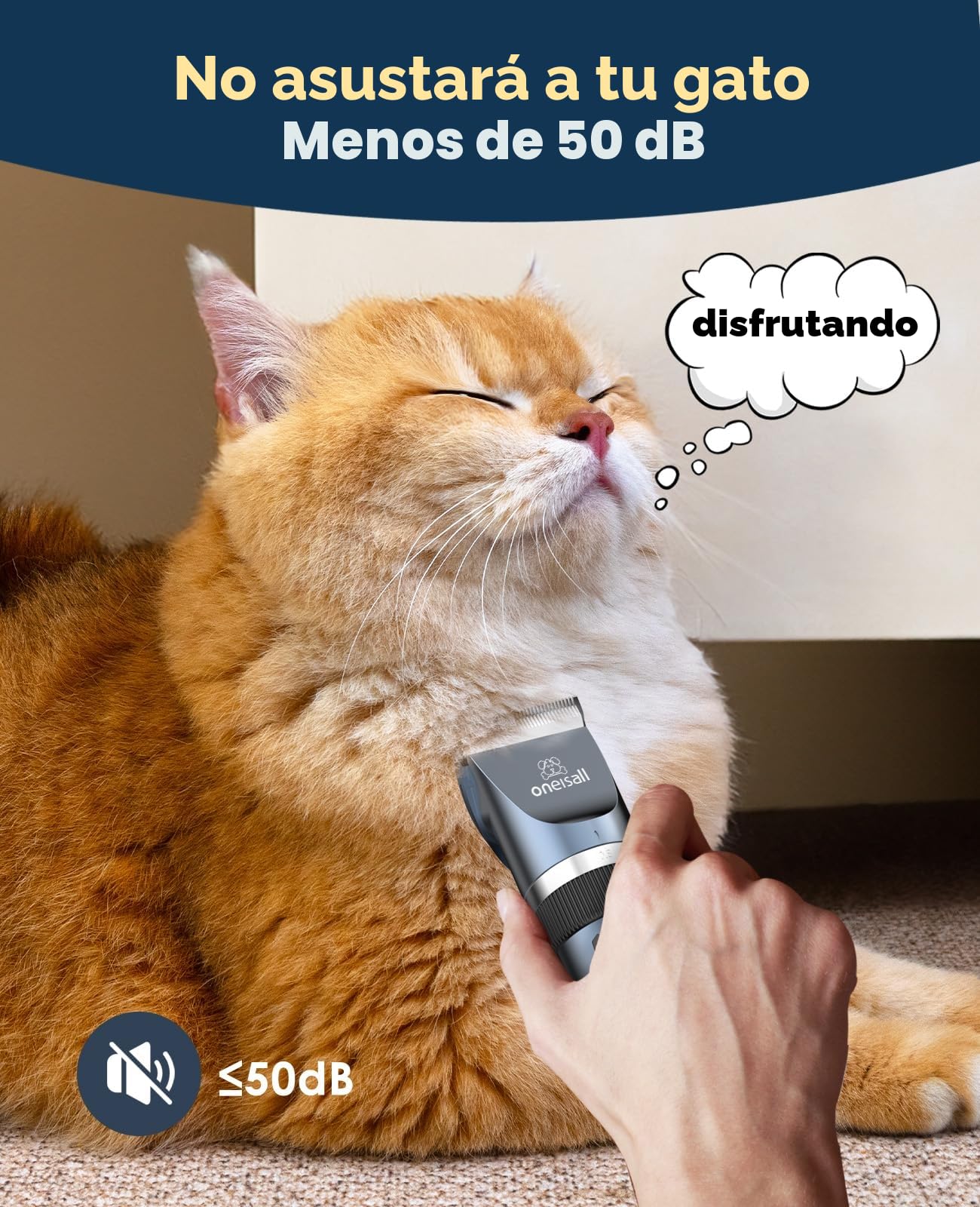 oneisall maquina de cortar pelo para gatos silenciosa, con 6 Peines de Guía Máquina Cortar Pelo Perro Gato Cortador de Pelo Recargable (Azul)