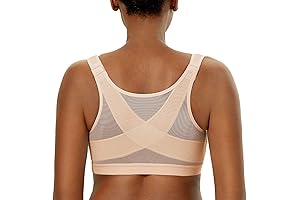 Women's Front Closure Posture Wireless Back Support Full Coverage Bra