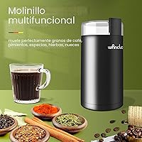 Vista 2 de Wancle Molinillo de café eléctrico, molinillo de especias, molinillo de café de un solo toque para granos, especias y más, con cepillo limpio negro