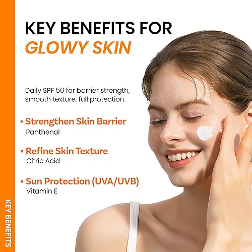 Miniatura 4 de ONGREDIENTS Skin Barrier Moisture Protector solar de amplio espectro SPF 50, acabado brillante, antiadherente, sin yeso blanco, hidratante,