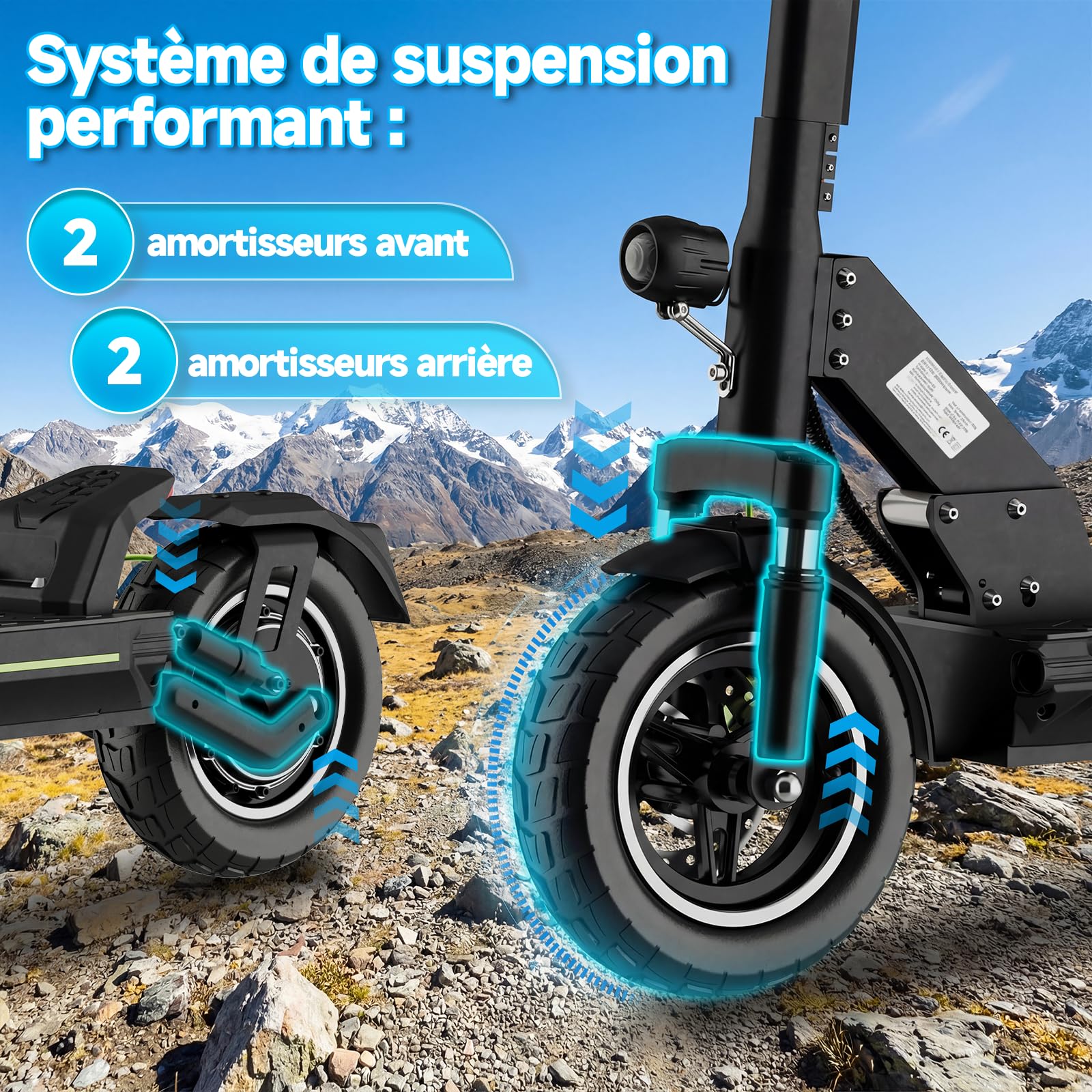 TODIMART D6 Trottinette Électrique Adulte, Autonomie 50–55 km, Batterie 48V 13Ah, Moteur 500W (800W Max), Pliable, Puissante, Double Suspension, Tout-Terrain, Ultra Légère, Scooter Electrique Adulte