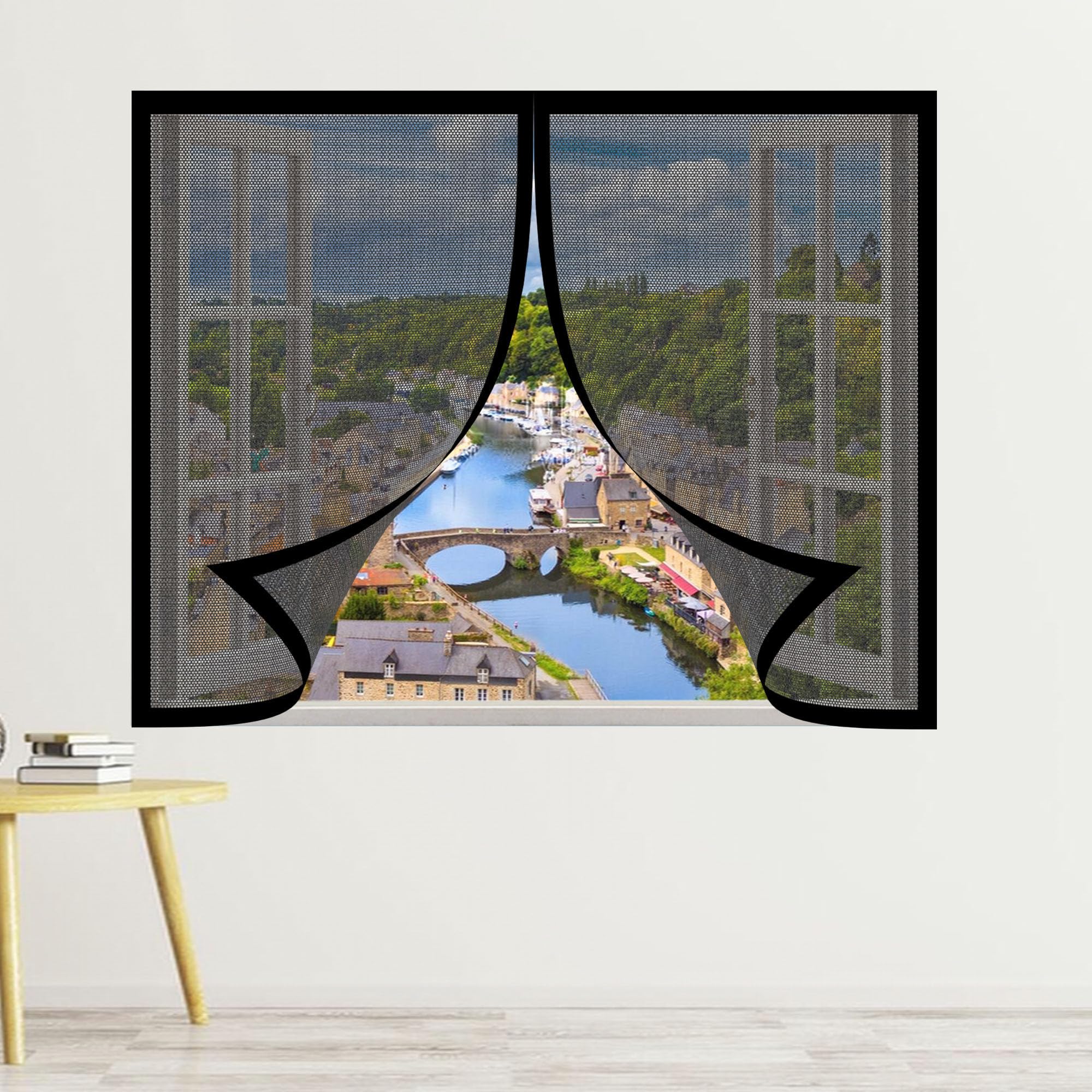 Chengtt Black Window Fly Screen 110 X 115 Cm Prevents Insects Flies Mosquitoes From Entering The Room Window Net Magnetic Mesh Easy Install For Windows Doors And Patio Screens,